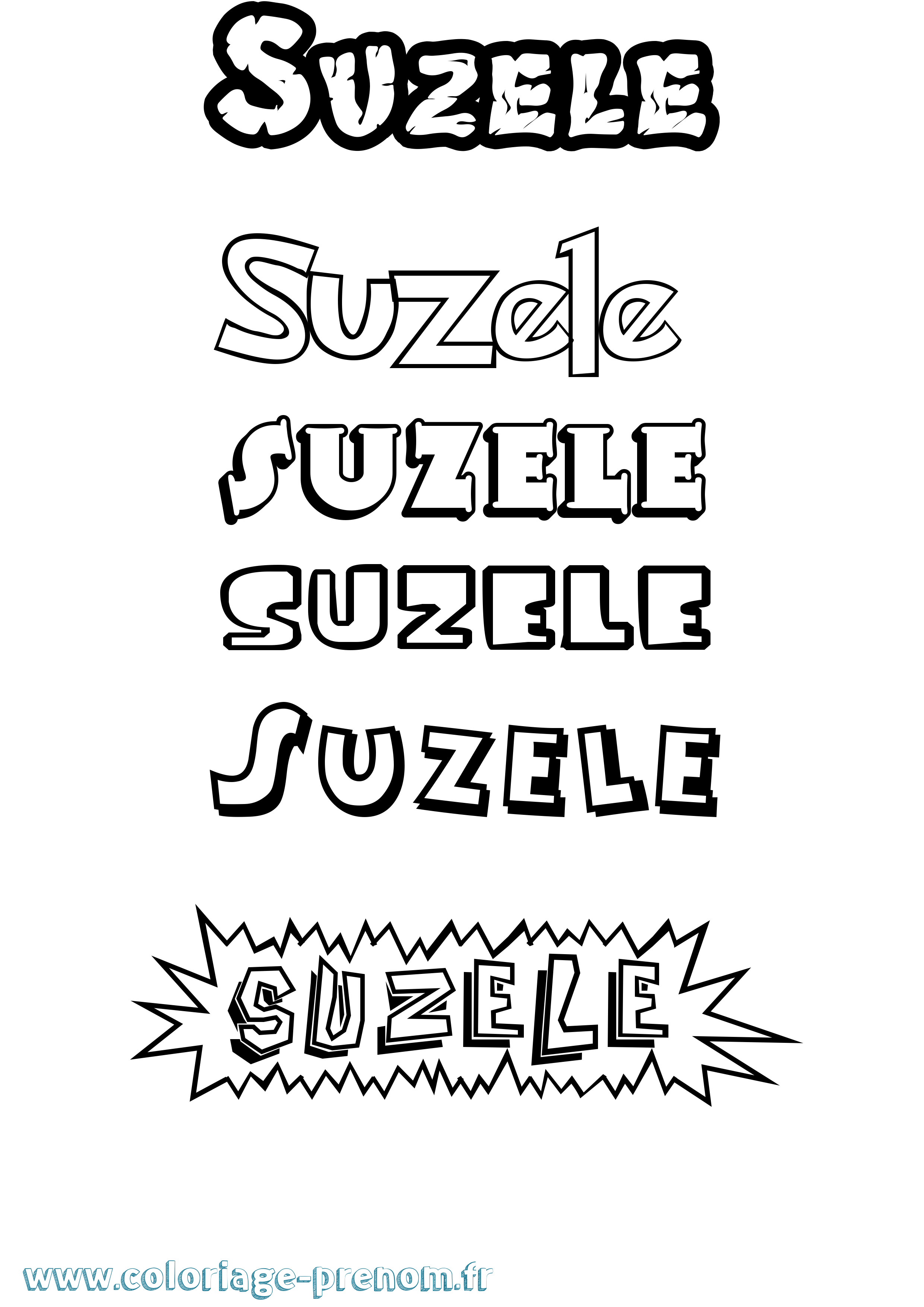Coloriage Suzele Dessin Animé Coloriage prénom Suzele Dessin Animé