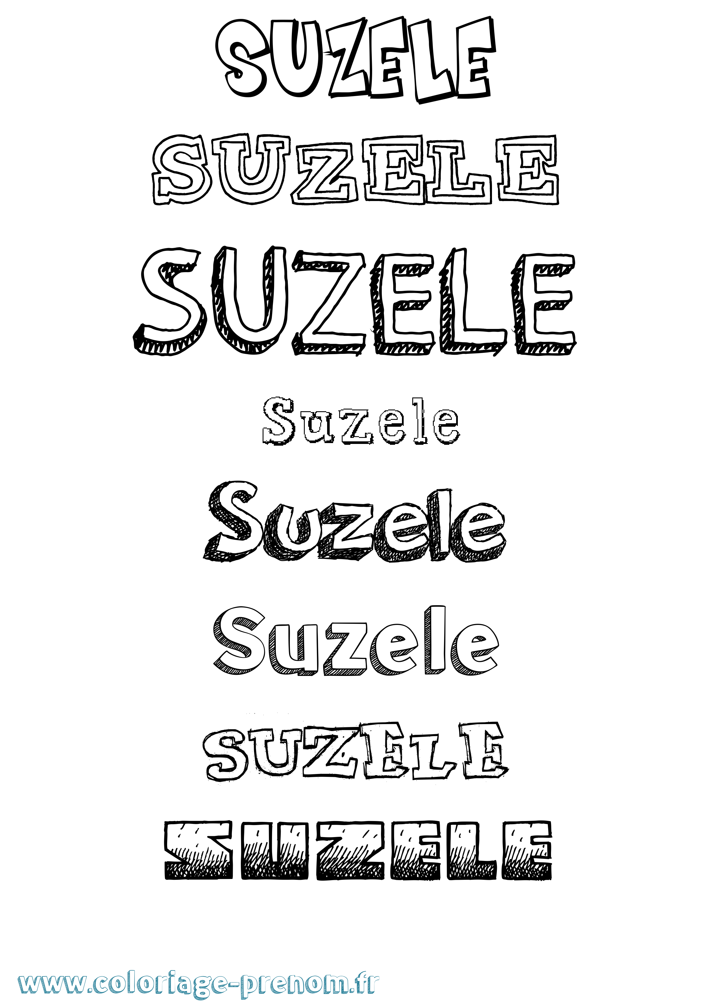 Coloriage Suzele Dessiné Coloriage prénom Suzele Dessiné