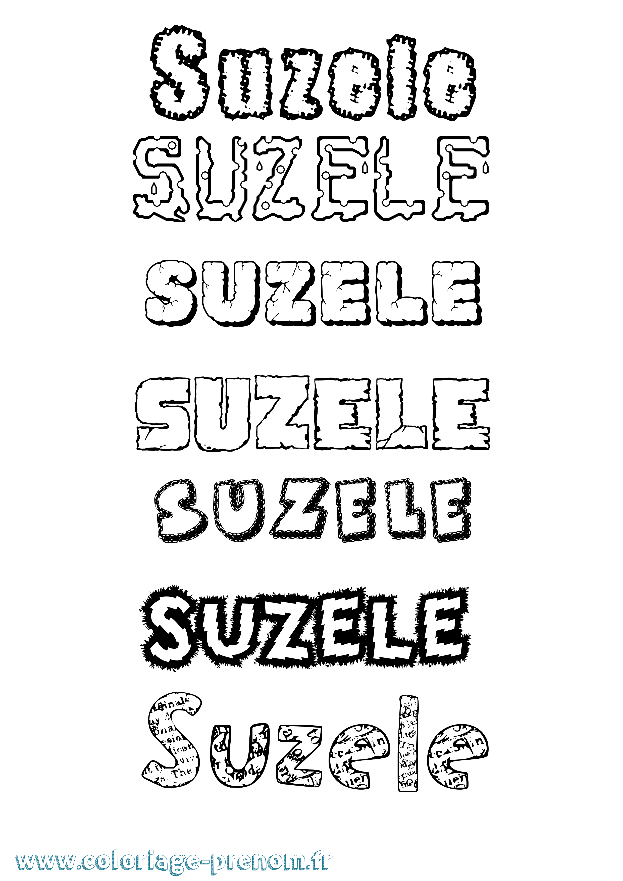 Coloriage Suzele Destructuré Coloriage prénom Suzele Destructuré
