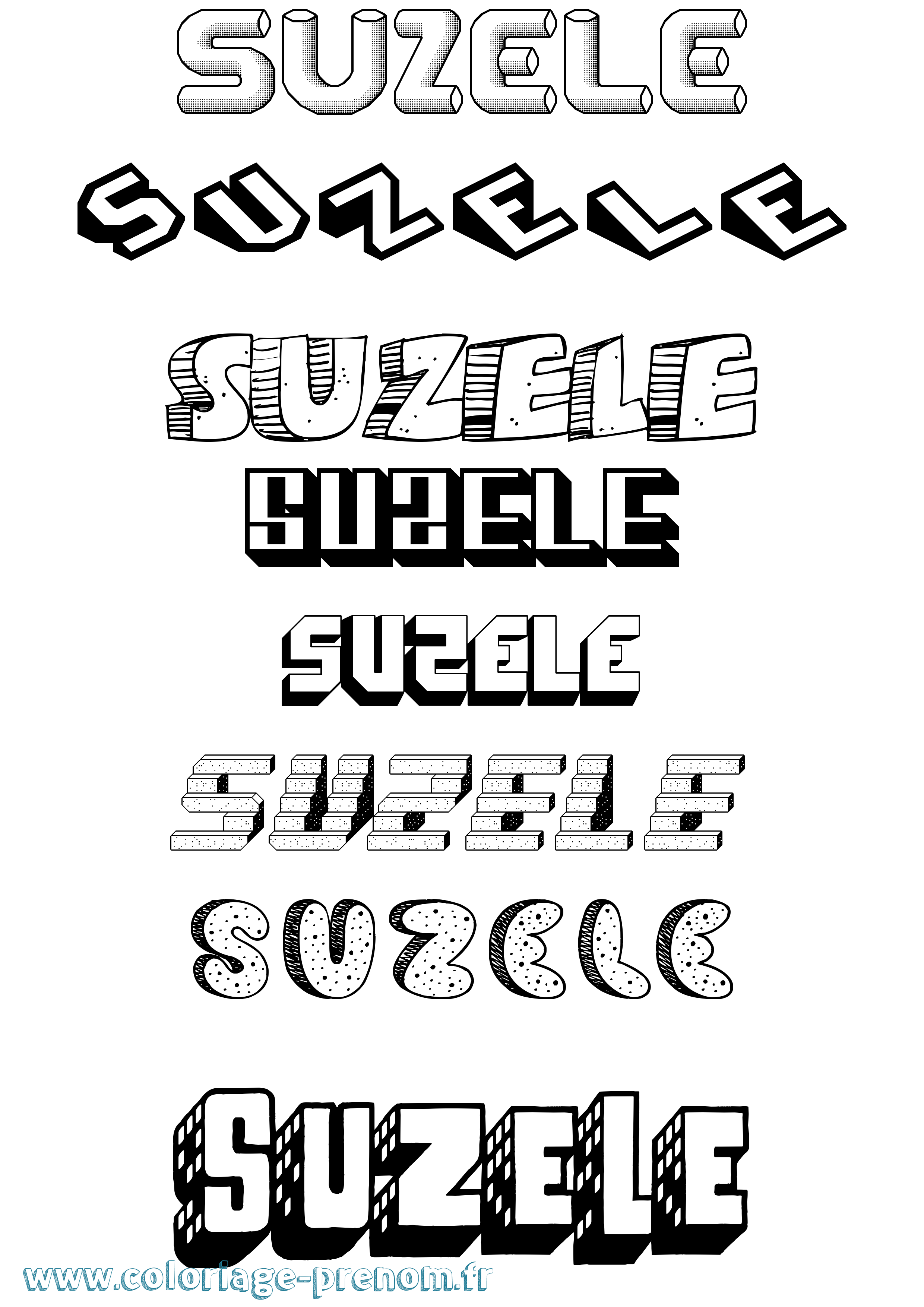 Coloriage Suzele Effet 3D Coloriage prénom Suzele Effet 3D