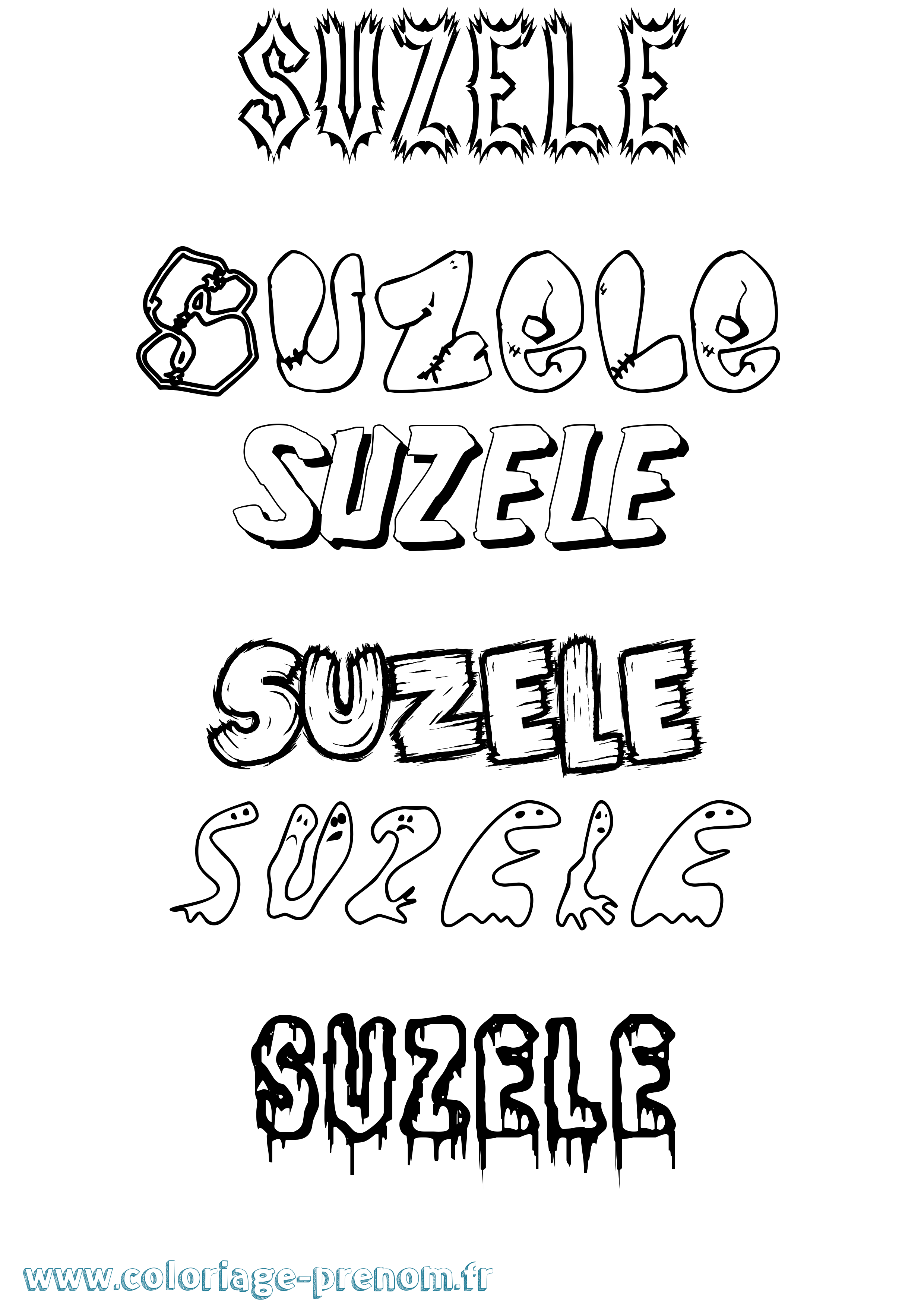 Coloriage Suzele Frisson Coloriage prénom Suzele Frisson