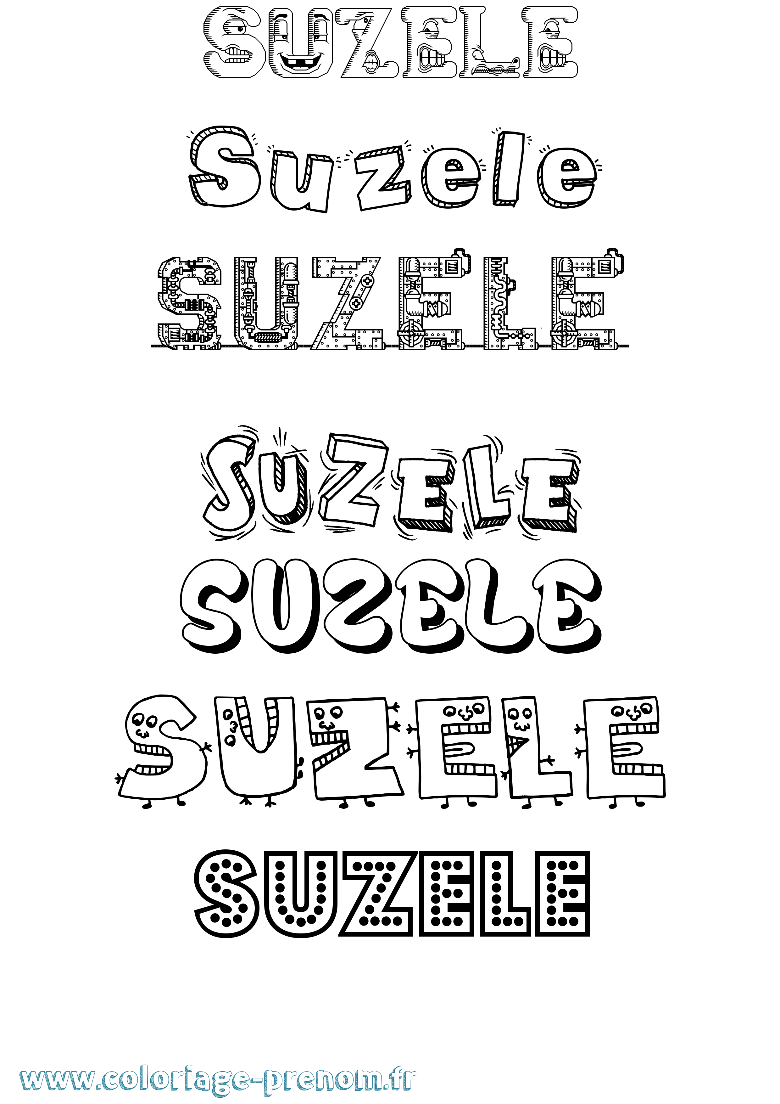Coloriage Suzele Fun Coloriage prénom Suzele Fun