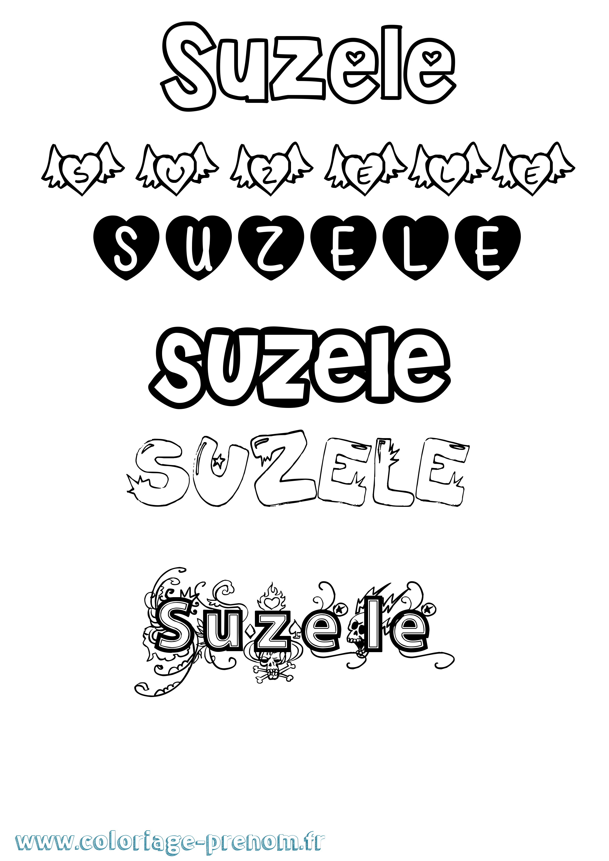 Coloriage Suzele Girly Coloriage prénom Suzele Girly