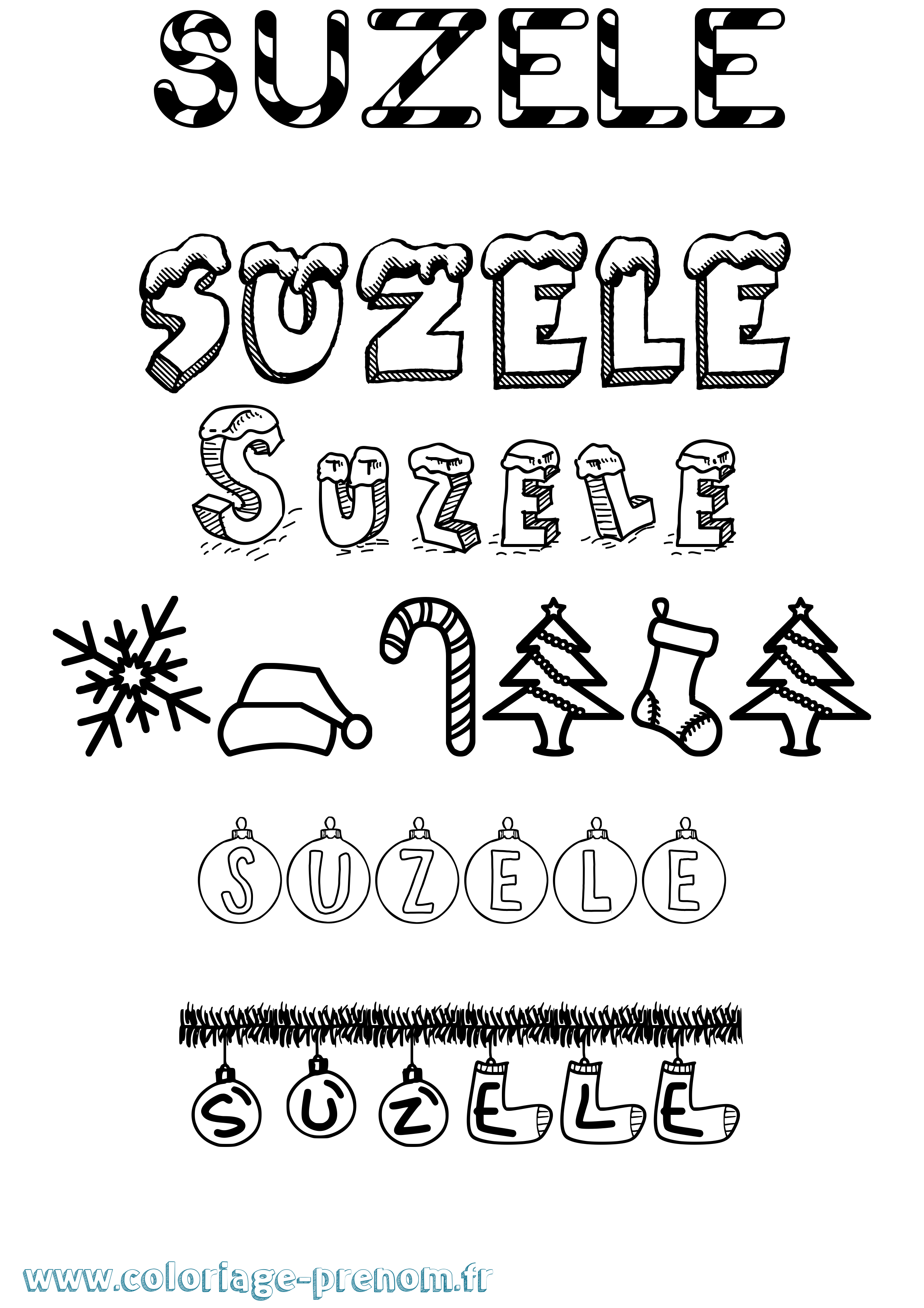 Coloriage Suzele Noël Coloriage prénom Suzele Noël