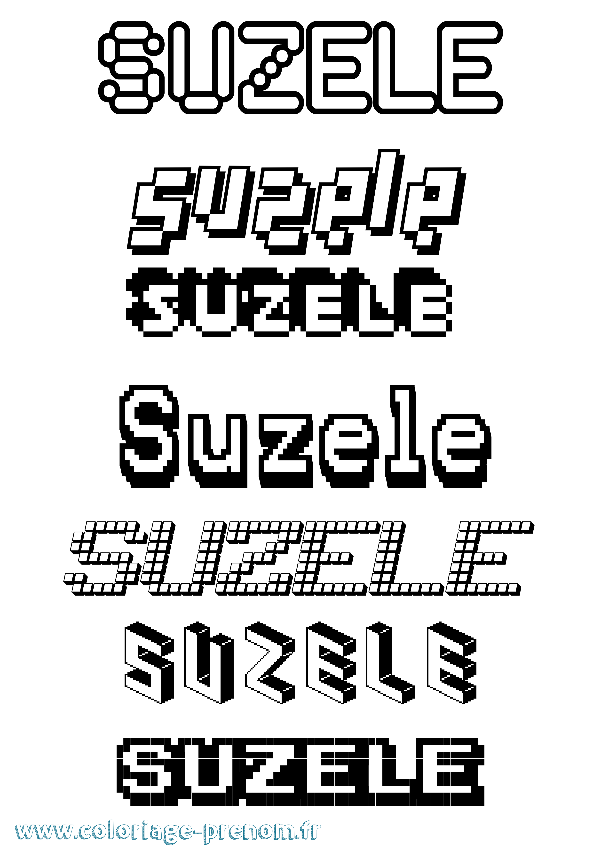 Coloriage Suzele Pixel Coloriage prénom Suzele Pixel