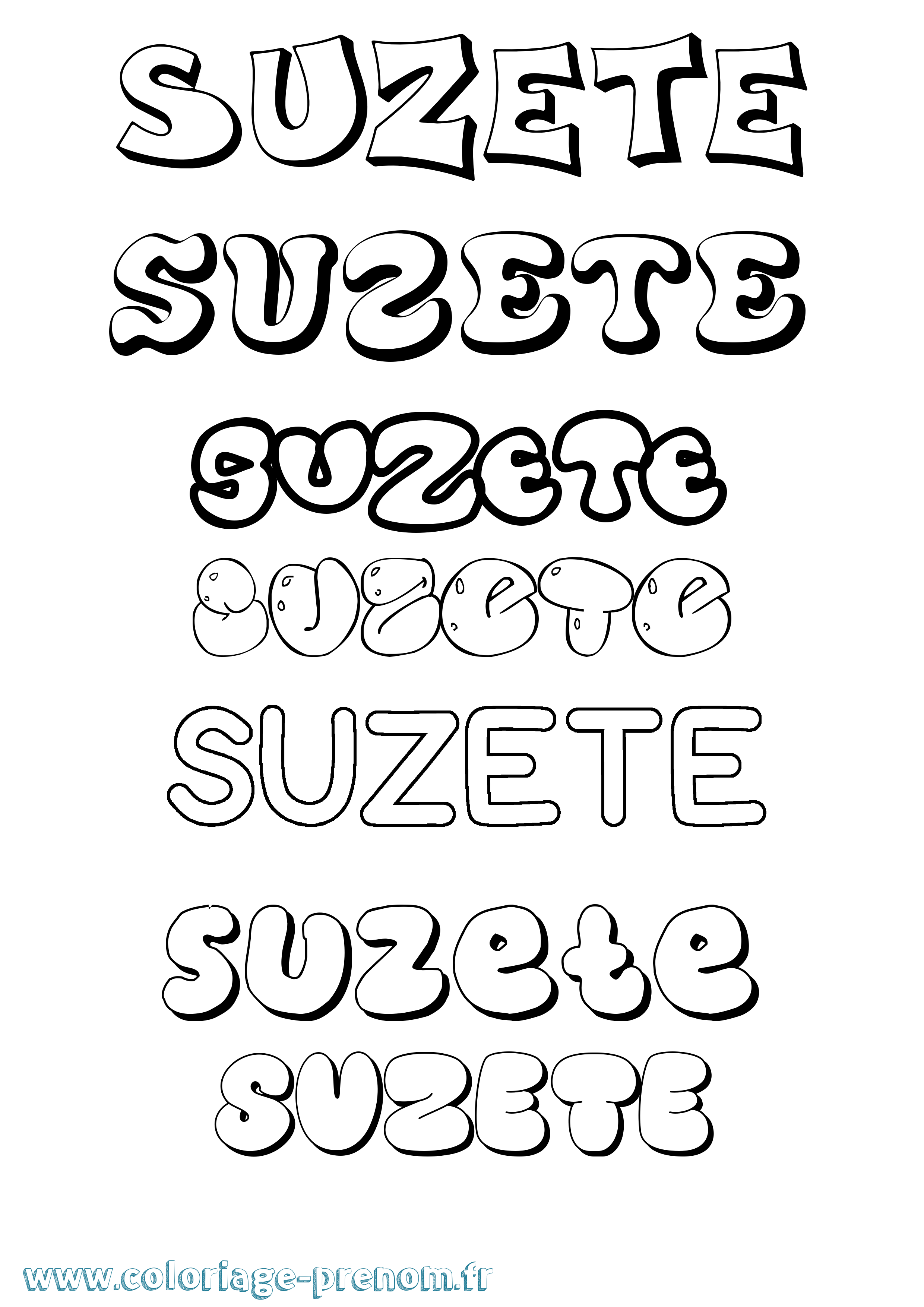 Coloriage Suzete Bubble Coloriage prénom Suzete Bubble