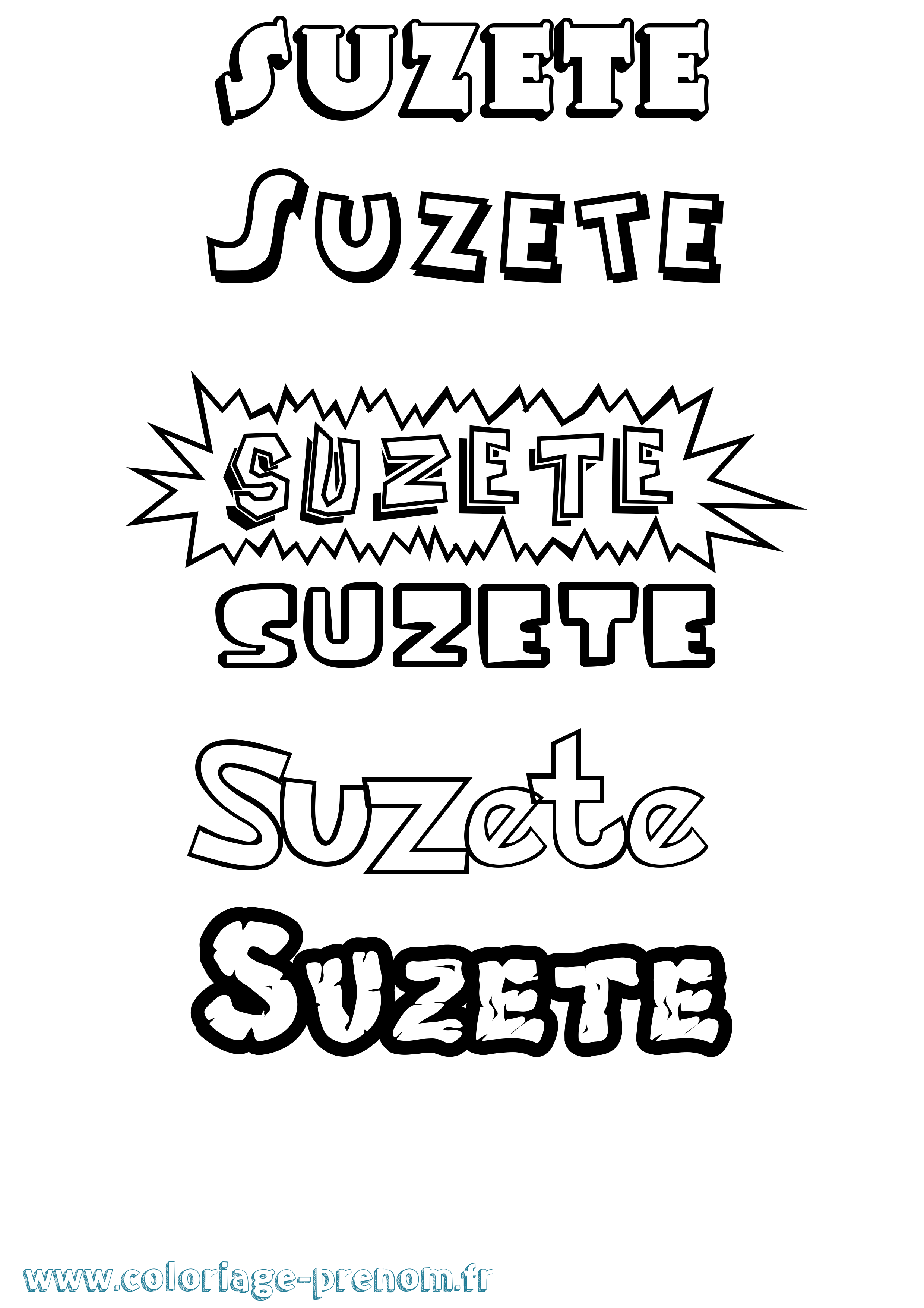 Coloriage Suzete Dessin Animé Coloriage prénom Suzete Dessin Animé