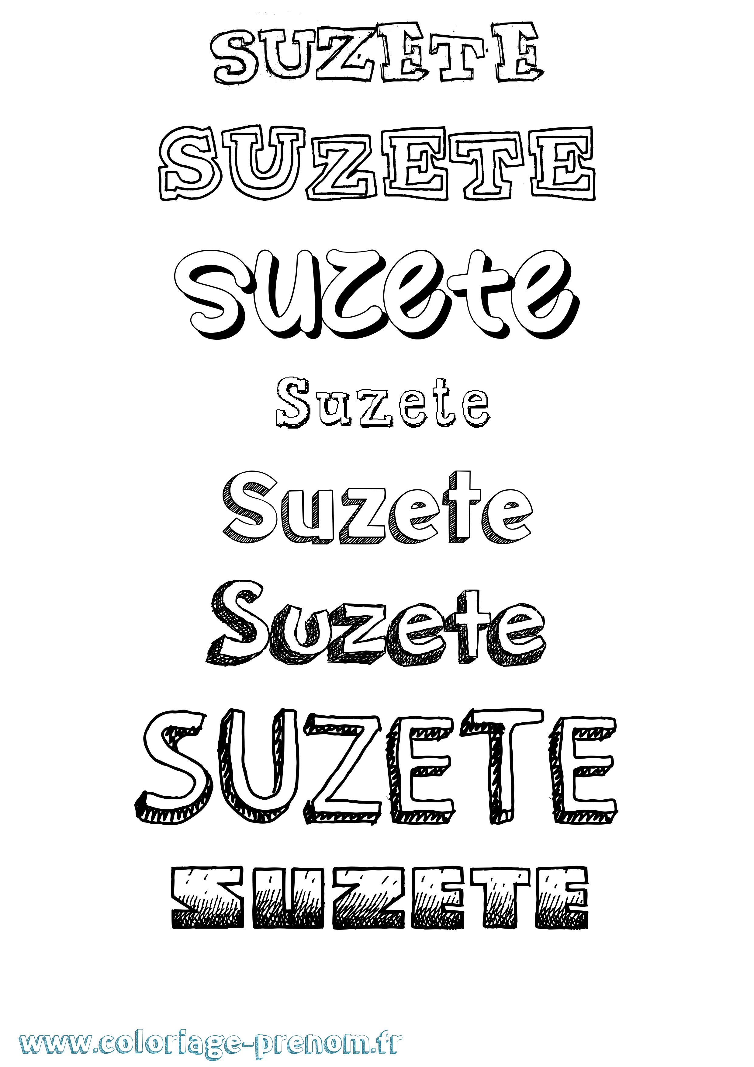 Coloriage Suzete Dessiné Coloriage prénom Suzete Dessiné