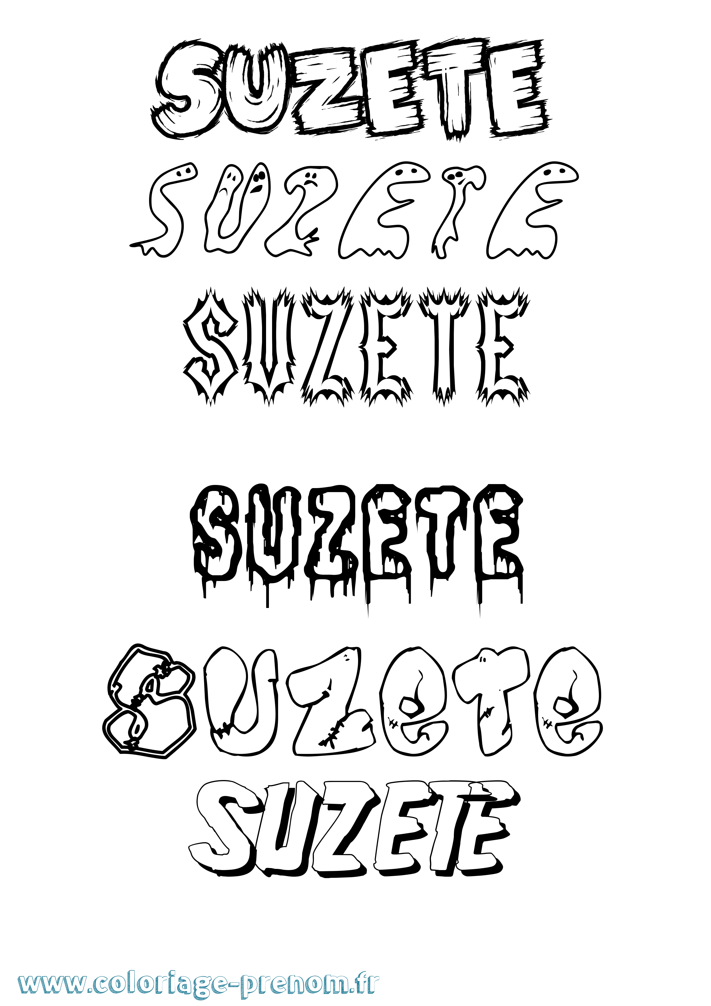 Coloriage Suzete Frisson Coloriage prénom Suzete Frisson