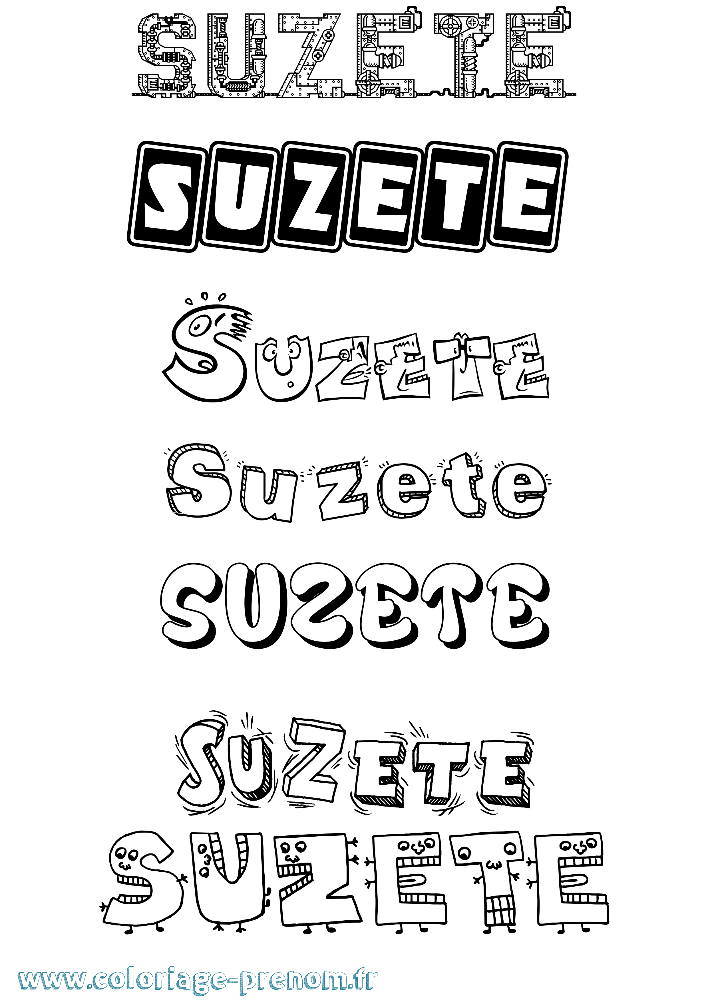 Coloriage Suzete Fun Coloriage prénom Suzete Fun