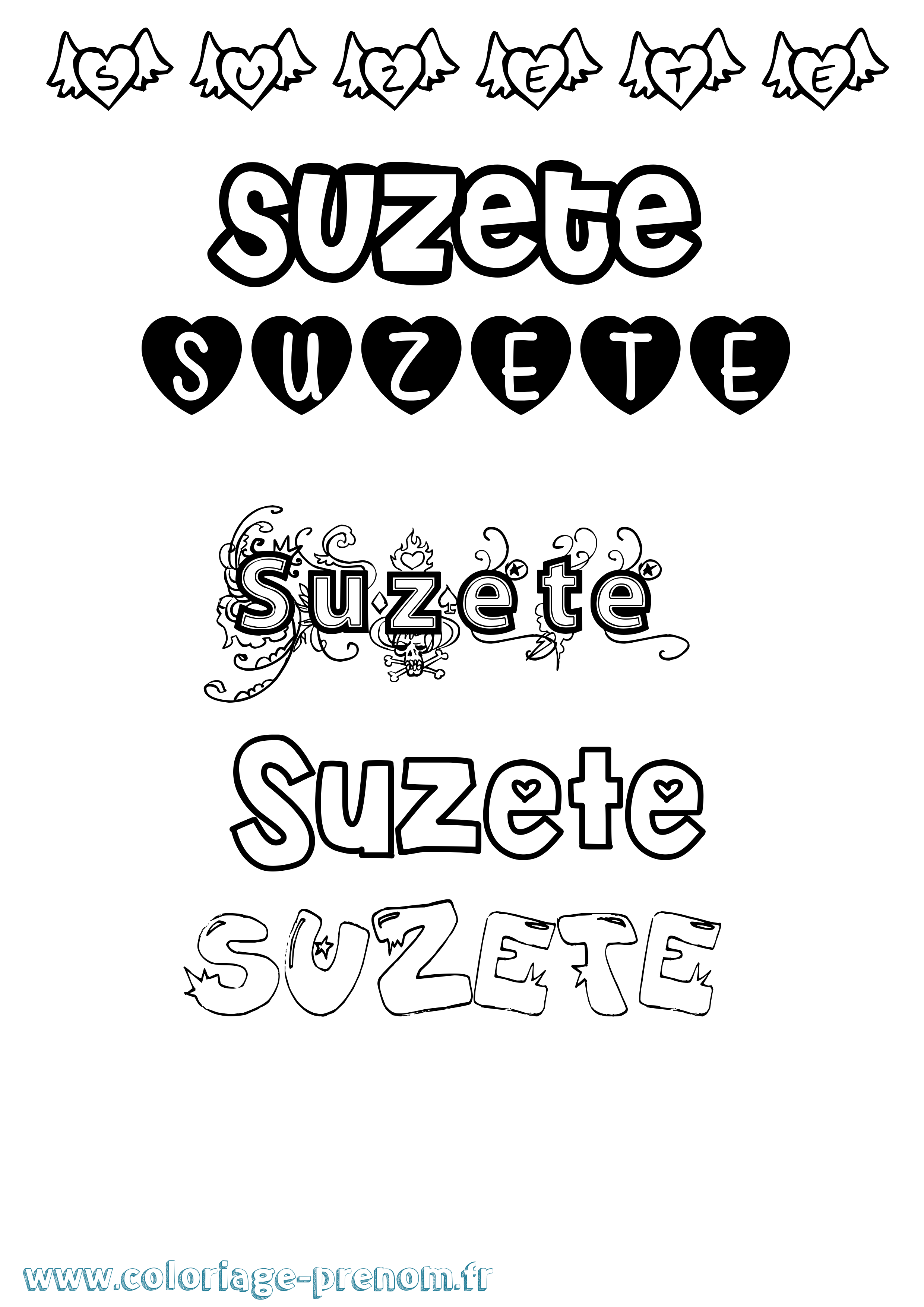 Coloriage Suzete Girly Coloriage prénom Suzete Girly
