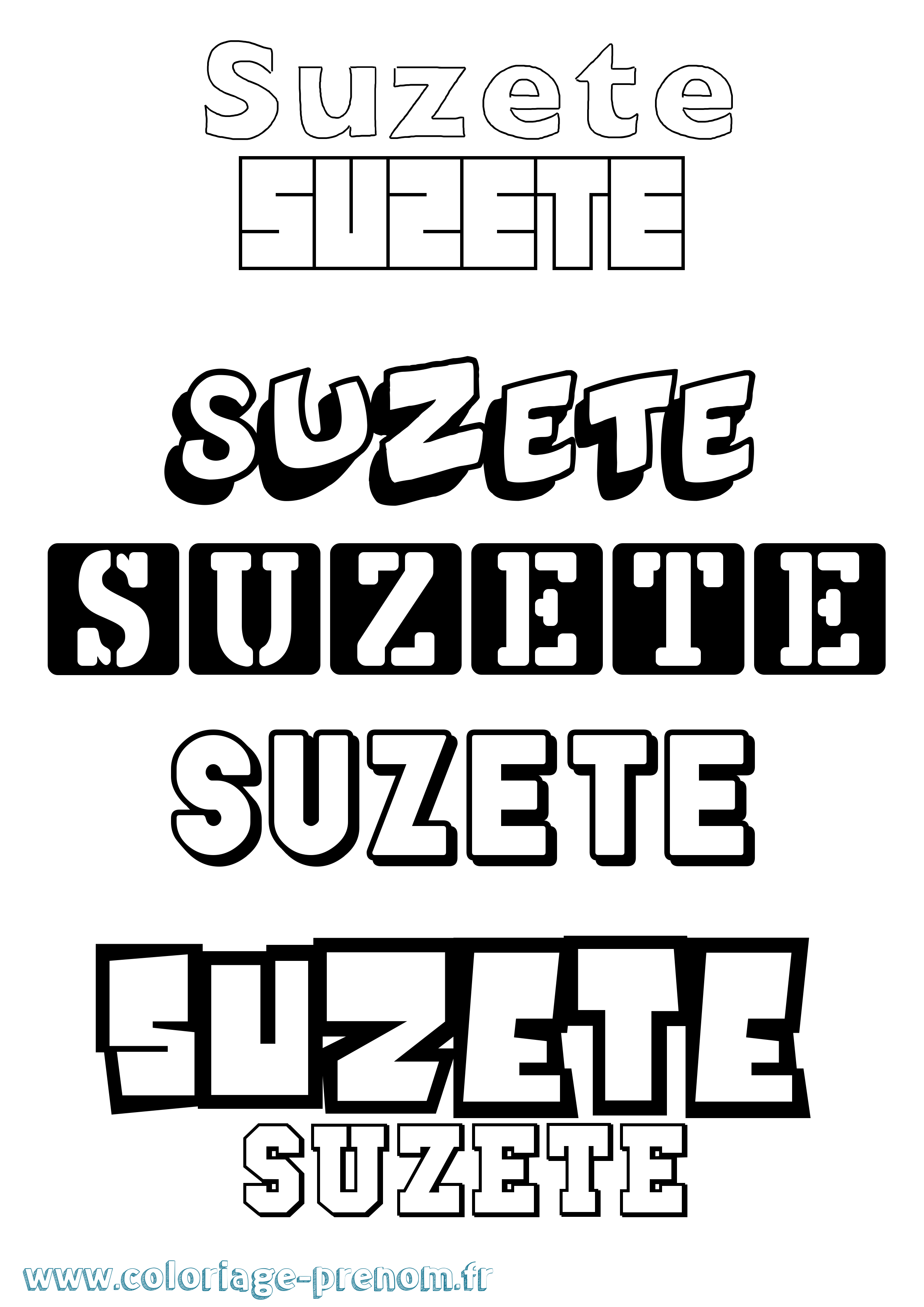 Coloriage Suzete Simple Coloriage prénom Suzete Simple