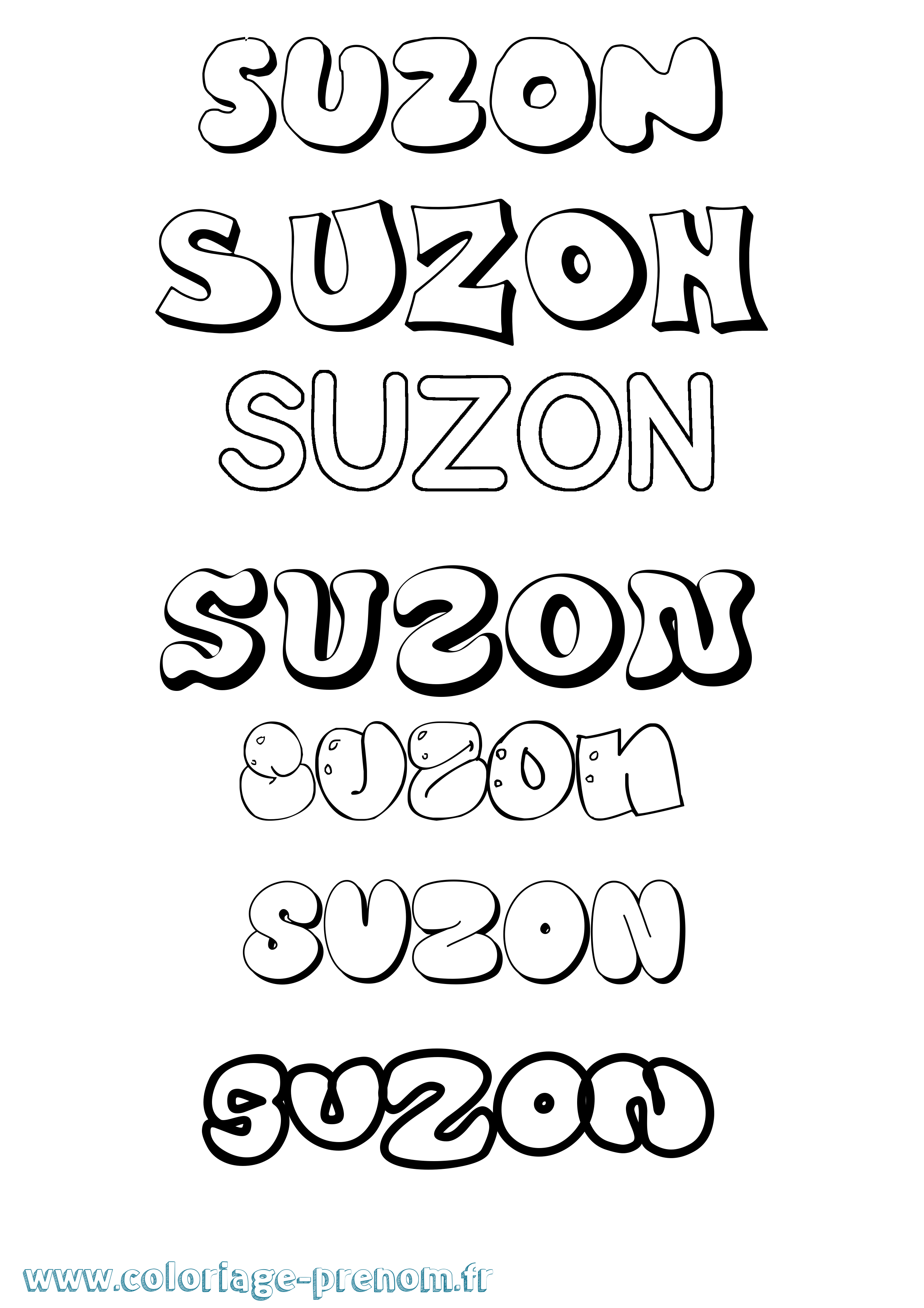 Coloriage Suzon Bubble Coloriage prénom Suzon Bubble