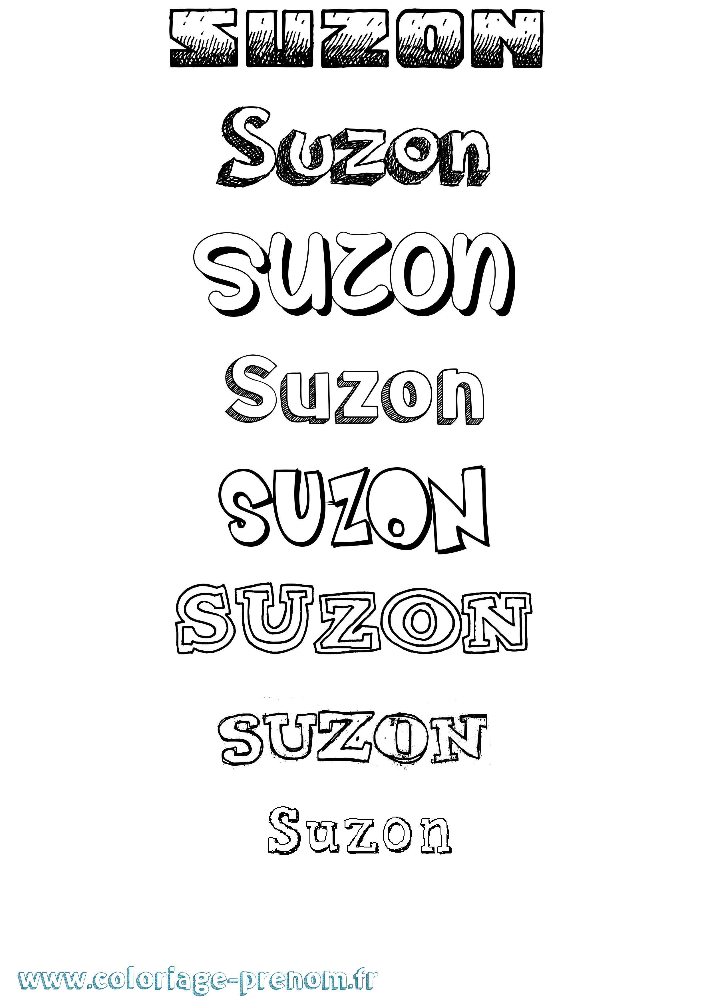Coloriage Suzon Dessiné Coloriage prénom Suzon Dessiné