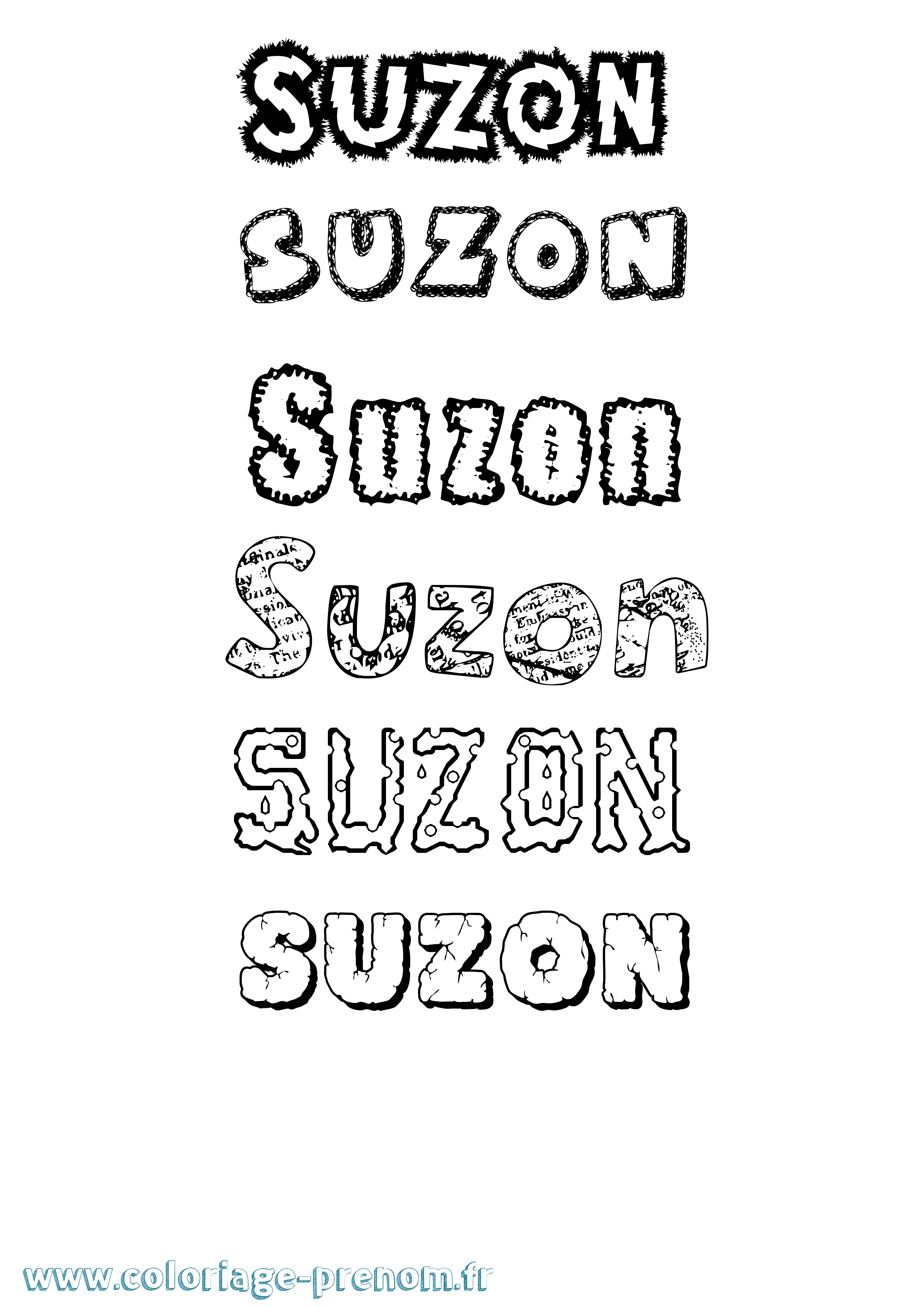 Coloriage Suzon Destructuré Coloriage prénom Suzon Destructuré