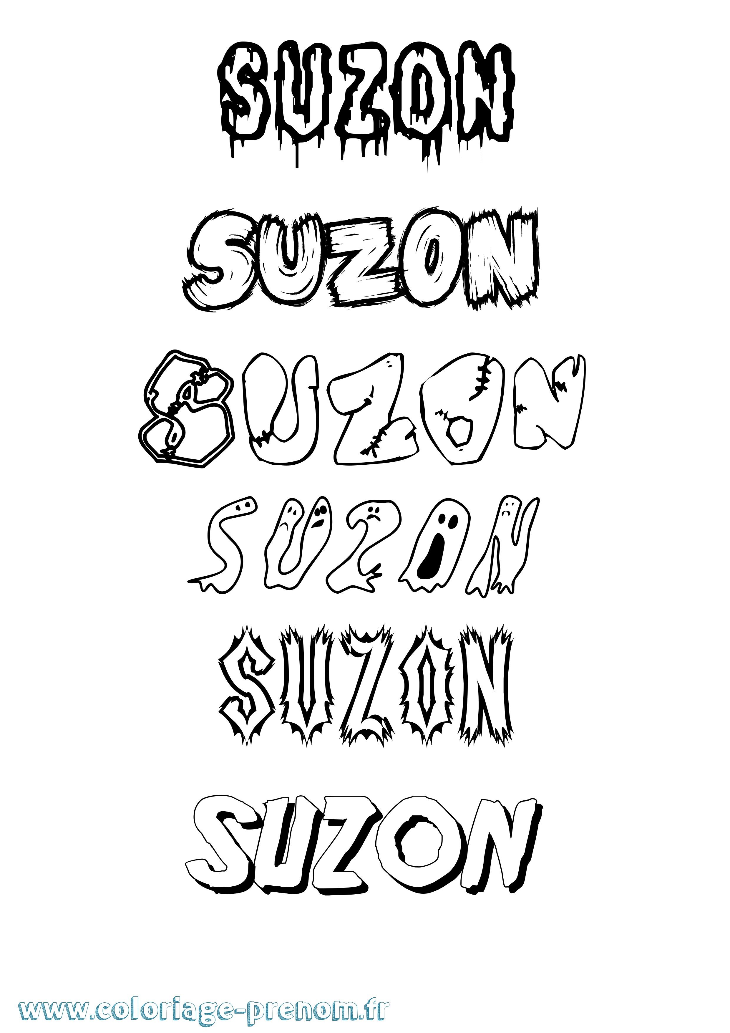 Coloriage Suzon Frisson Coloriage prénom Suzon Frisson