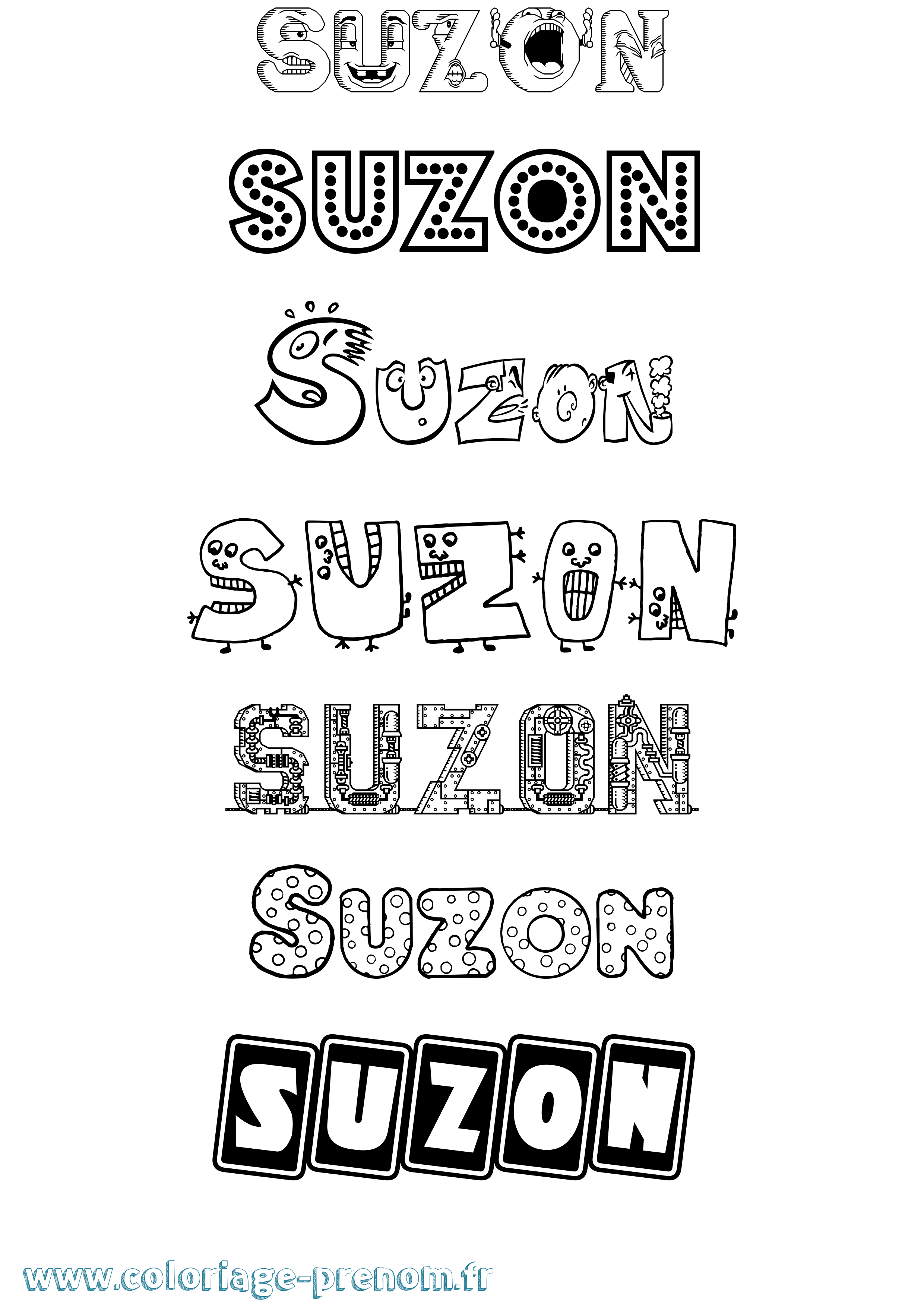 Coloriage Suzon Fun Coloriage prénom Suzon Fun