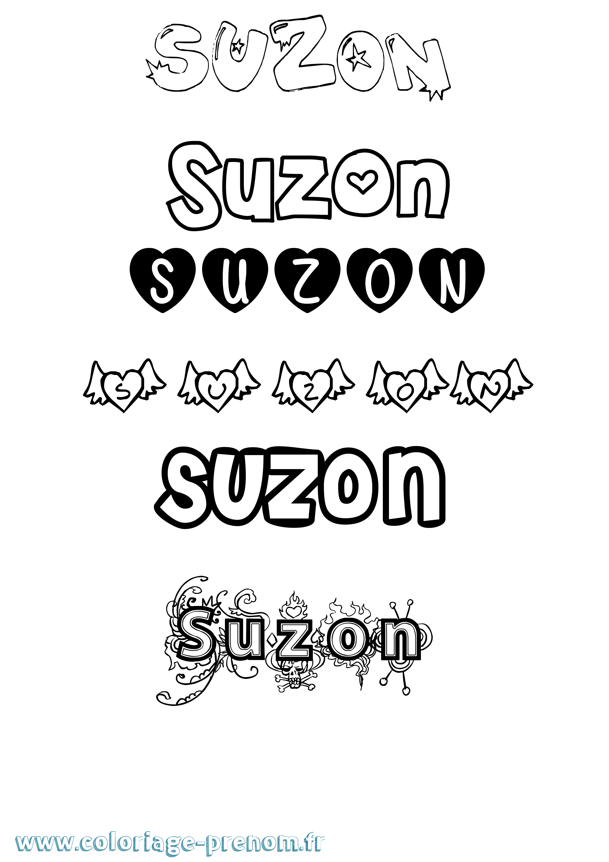 Coloriage Suzon Girly Coloriage prénom Suzon Girly
