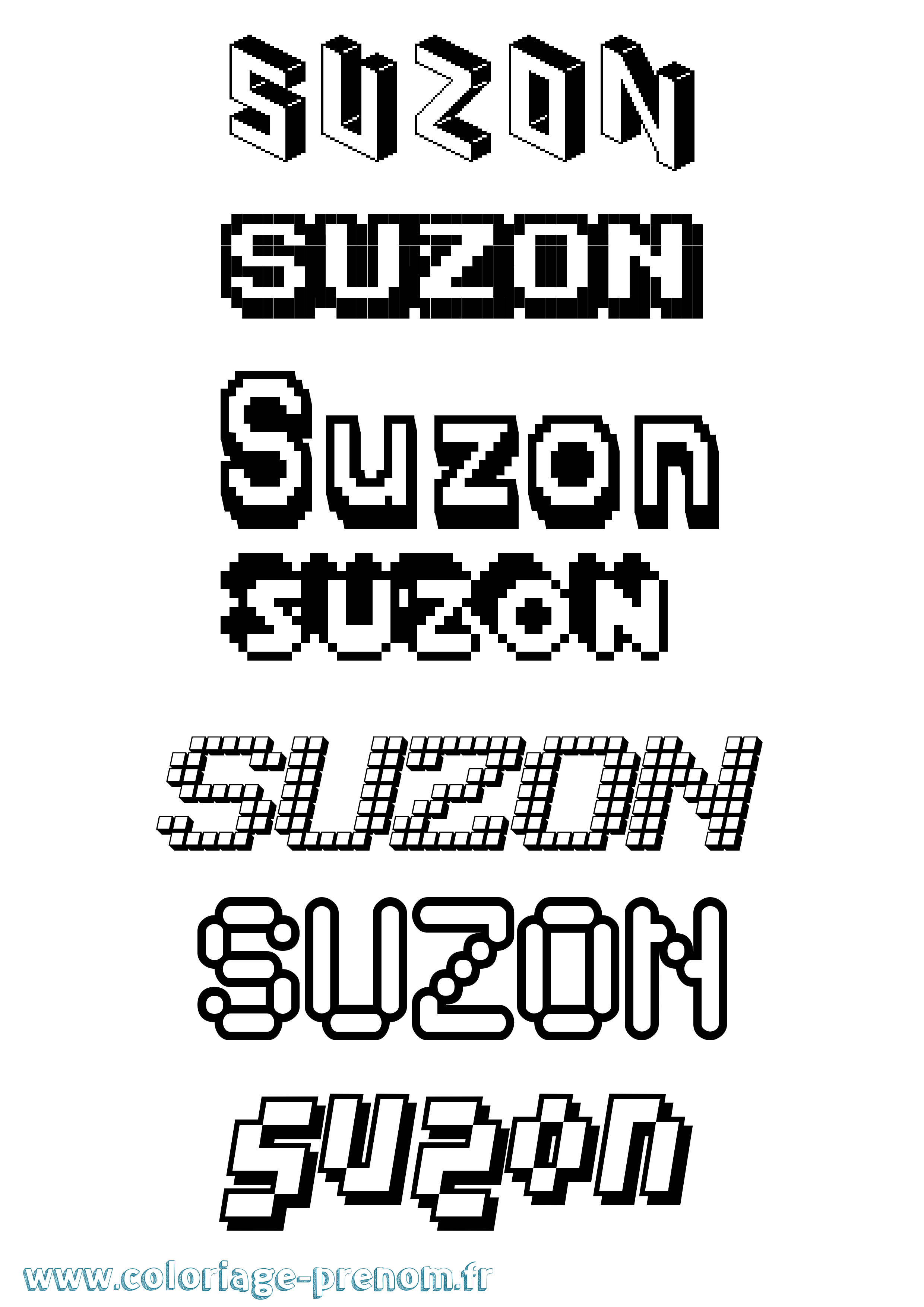 Coloriage Suzon Pixel Coloriage prénom Suzon Pixel