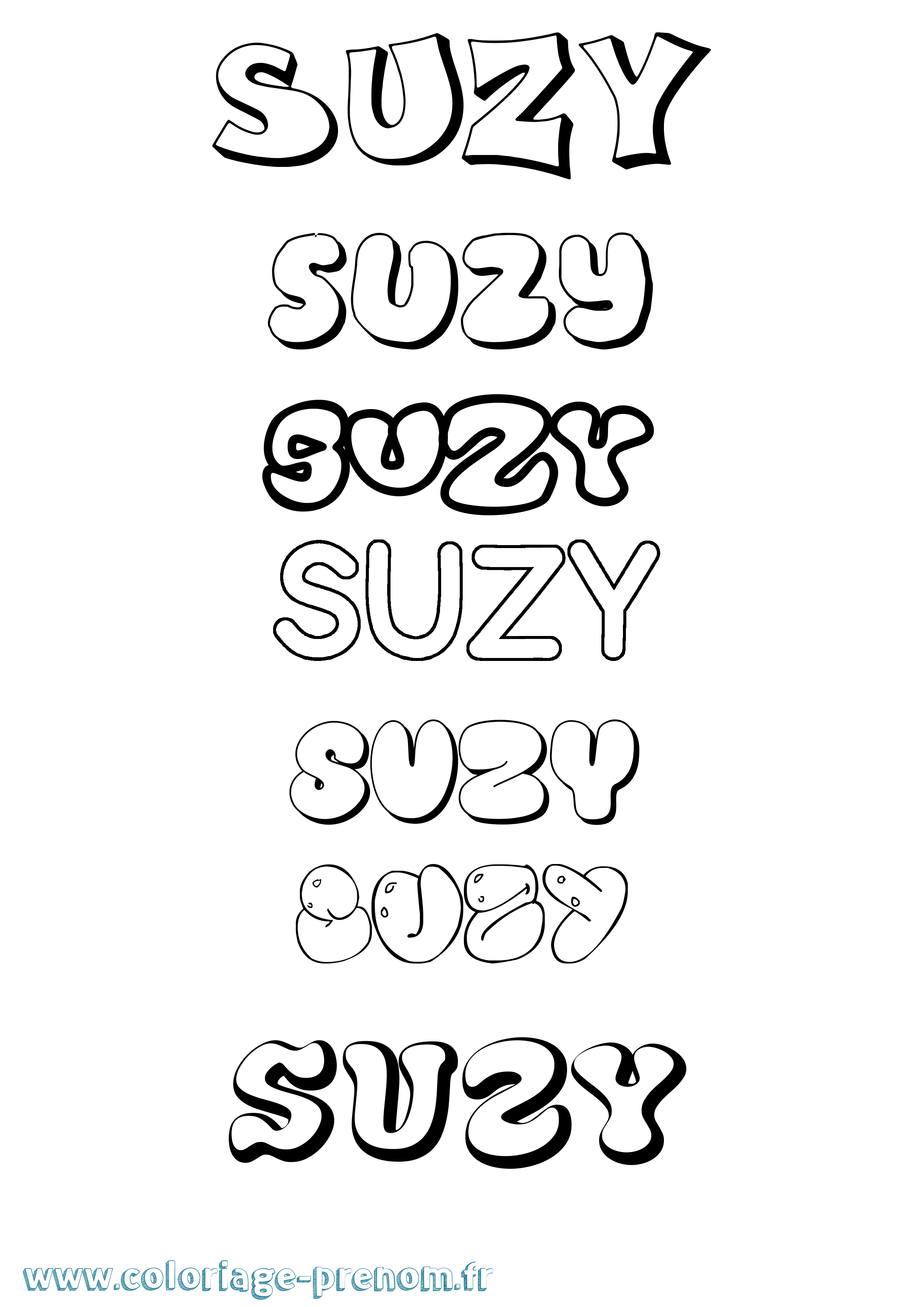 Coloriage Suzy Bubble Coloriage prénom Suzy Bubble