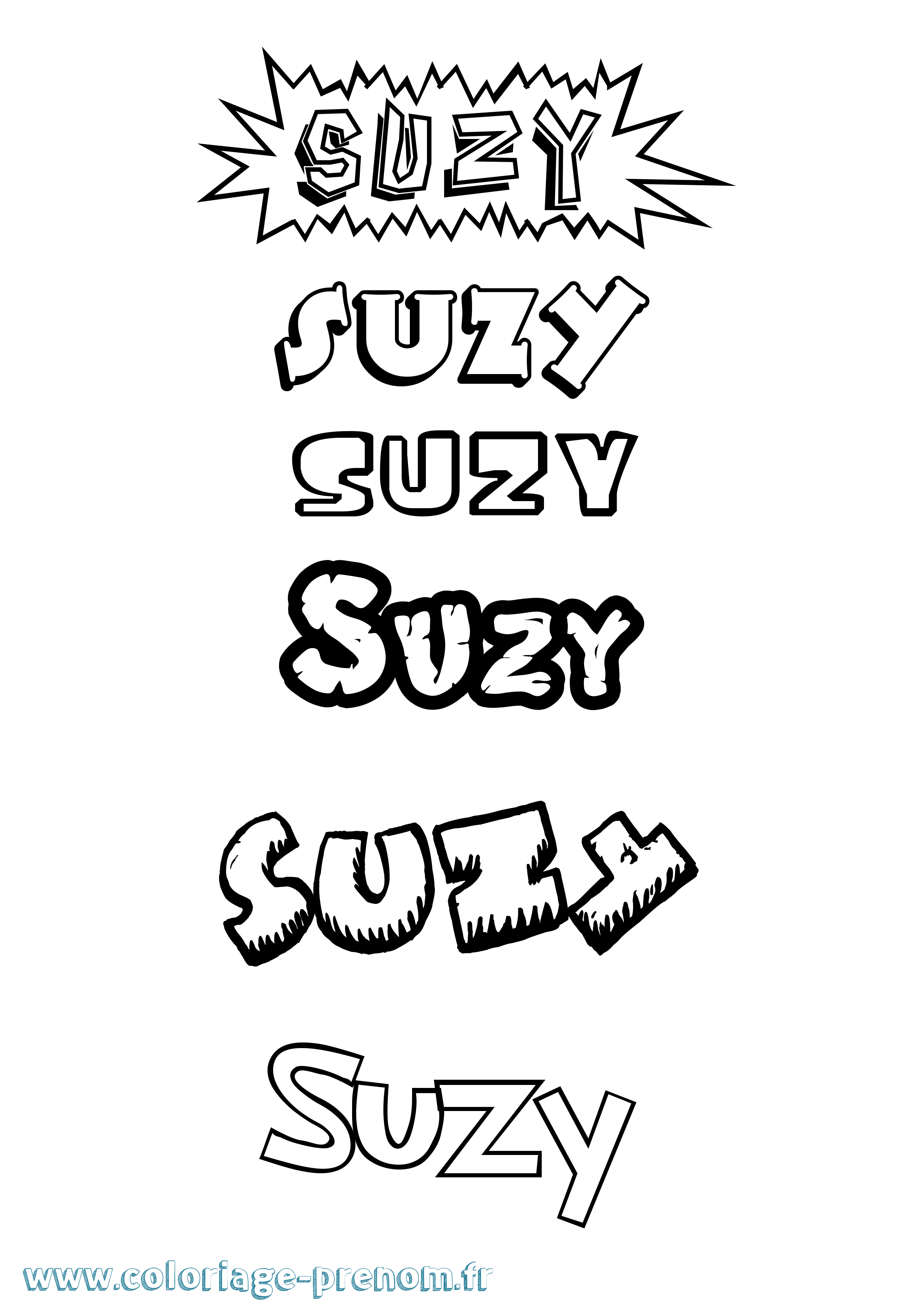 Coloriage Suzy Dessin Animé Coloriage prénom Suzy Dessin Animé