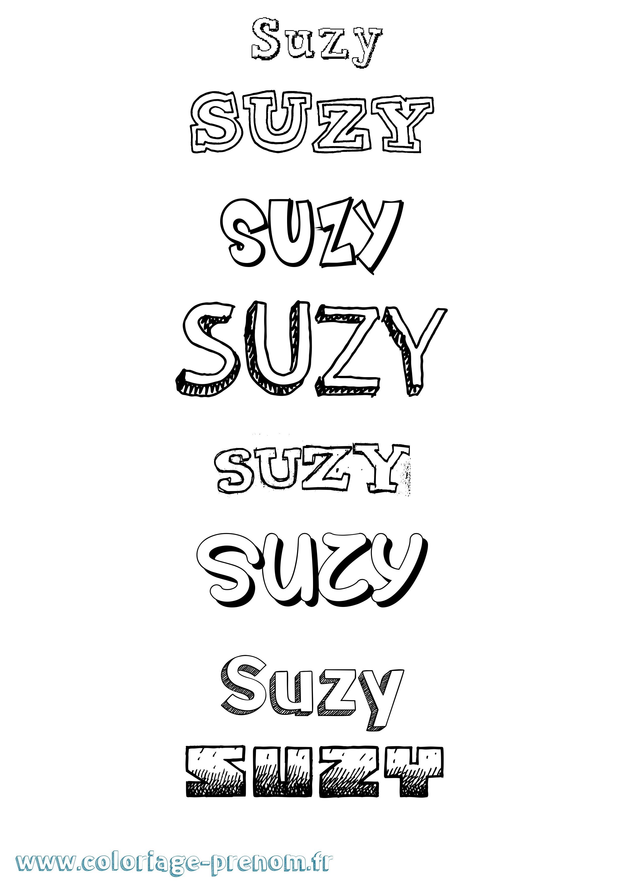 Coloriage Suzy Dessiné Coloriage prénom Suzy Dessiné