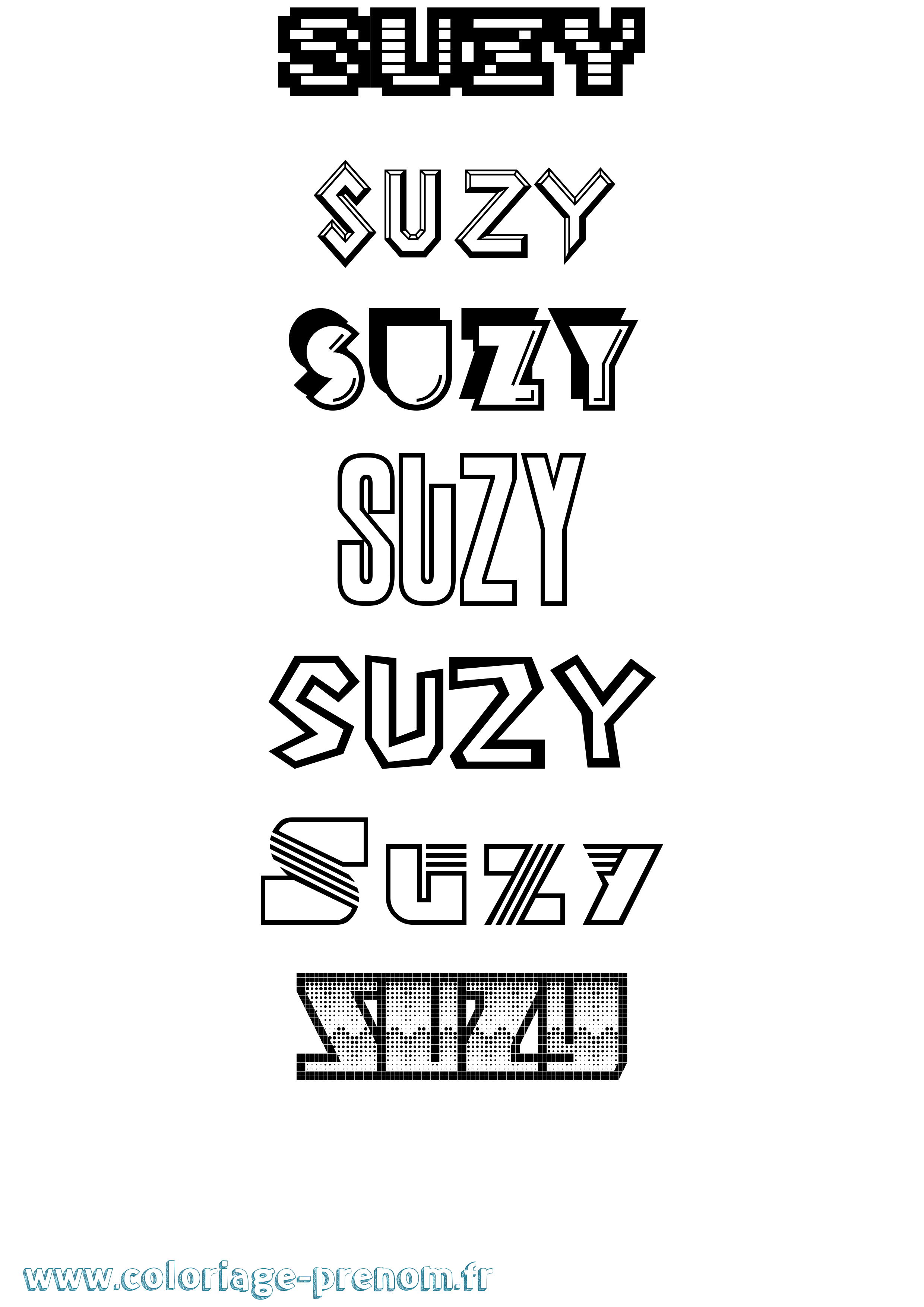 Coloriage Suzy Jeux Vidéos Coloriage prénom Suzy Jeux Vidéos