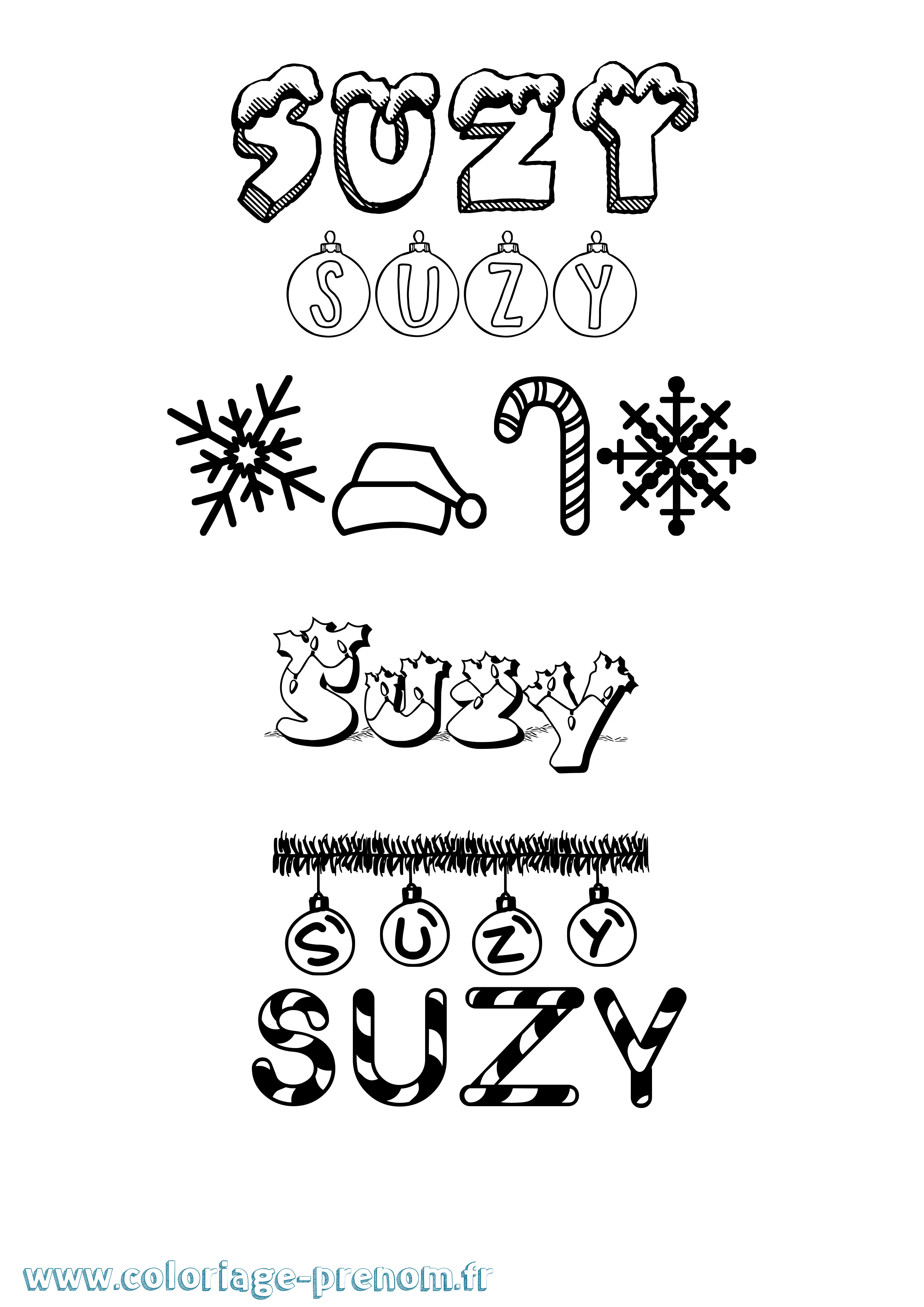 Coloriage Suzy Noël Coloriage prénom Suzy Noël