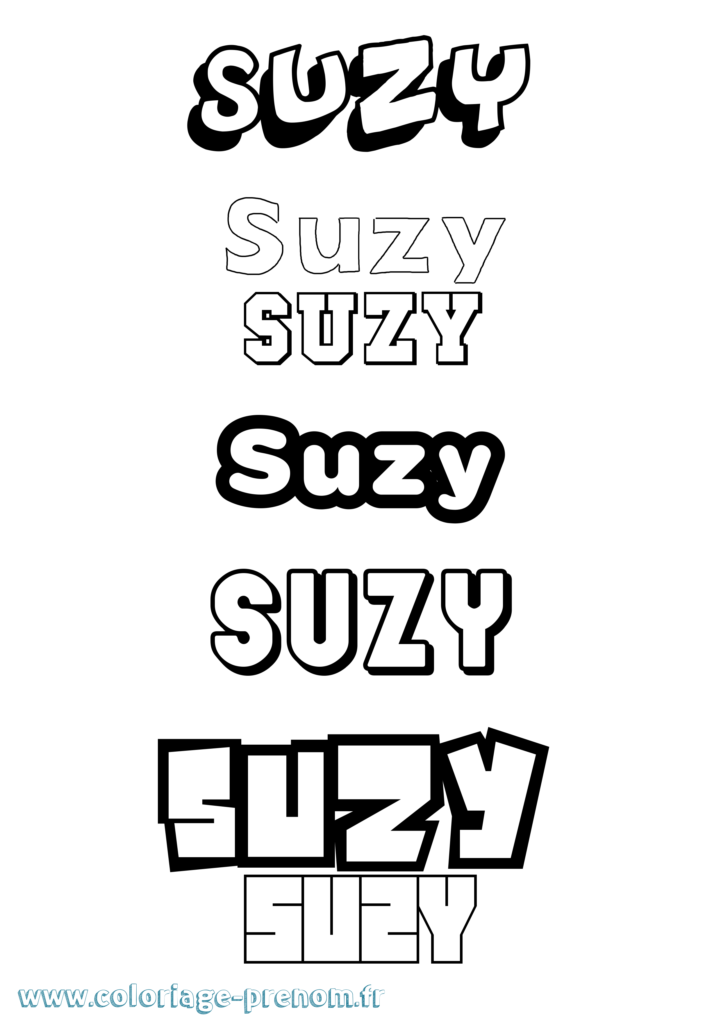 Coloriage Suzy Simple Coloriage prénom Suzy Simple
