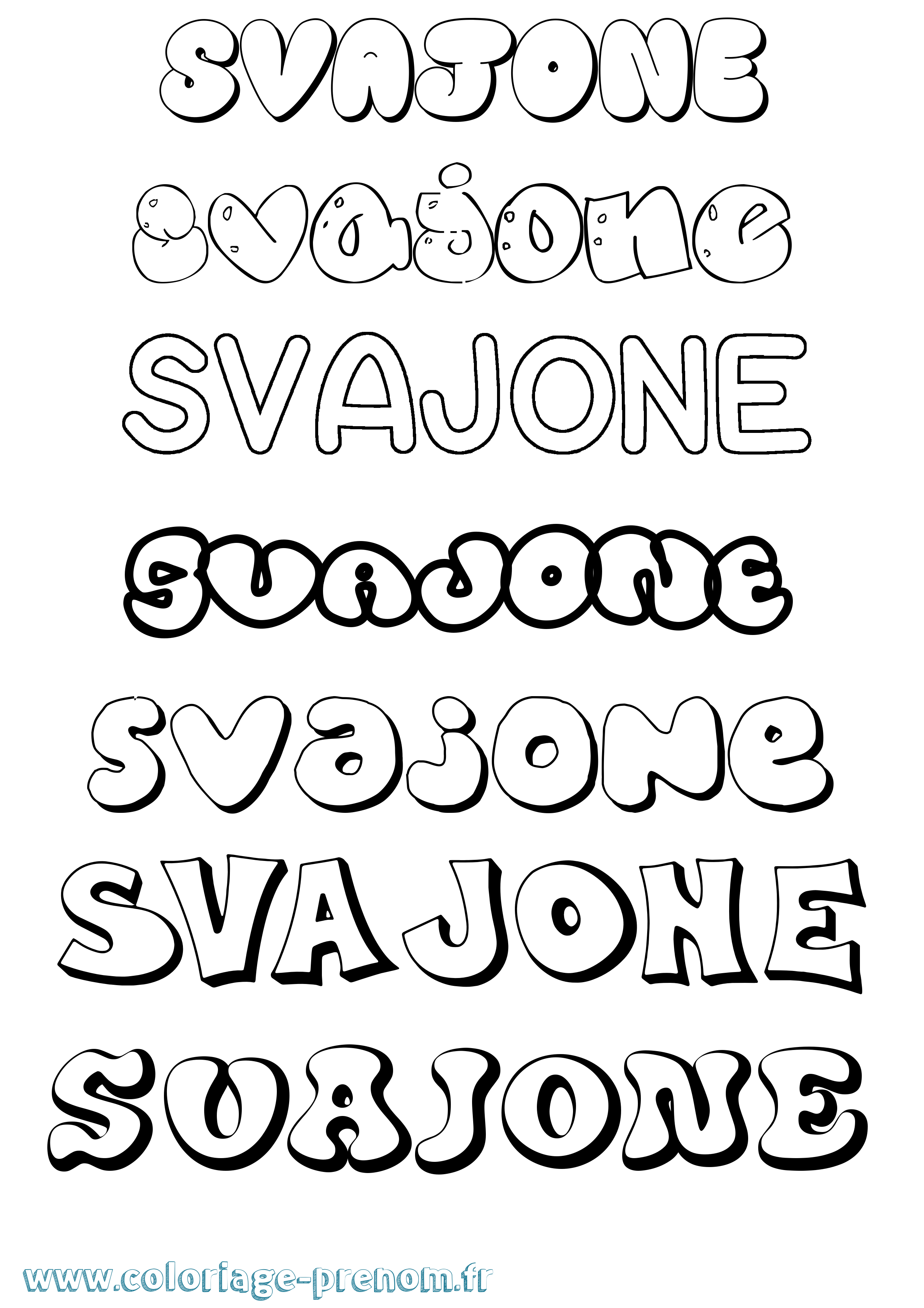 Coloriage Svajone Bubble Coloriage prénom Svajone Bubble