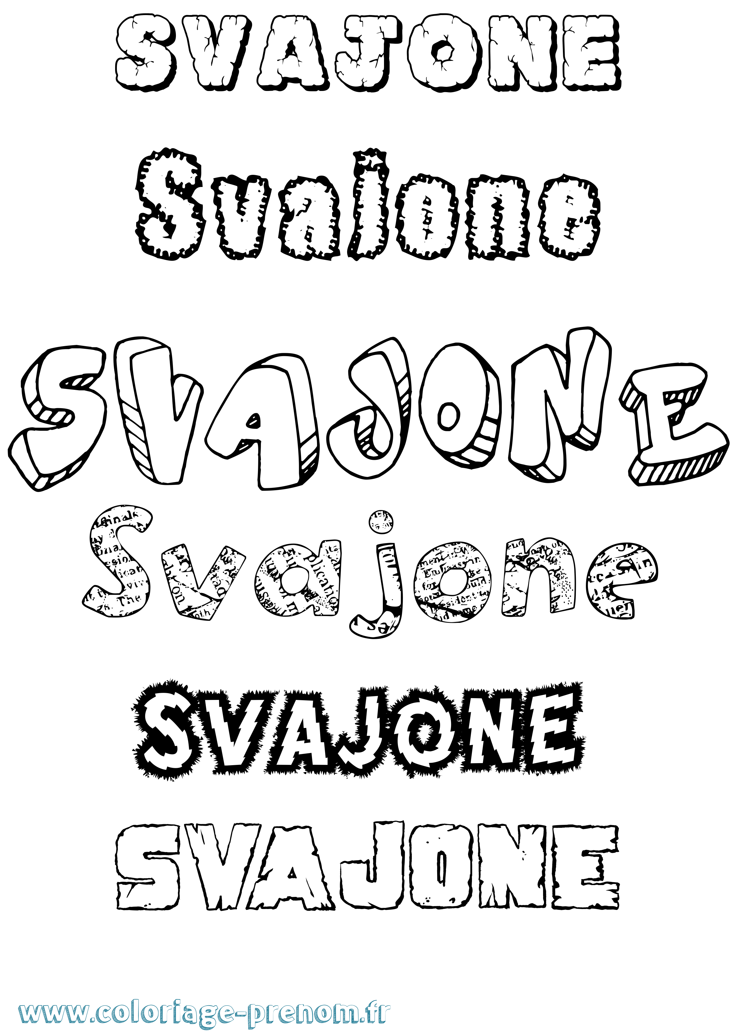 Coloriage Svajone Destructuré Coloriage prénom Svajone Destructuré