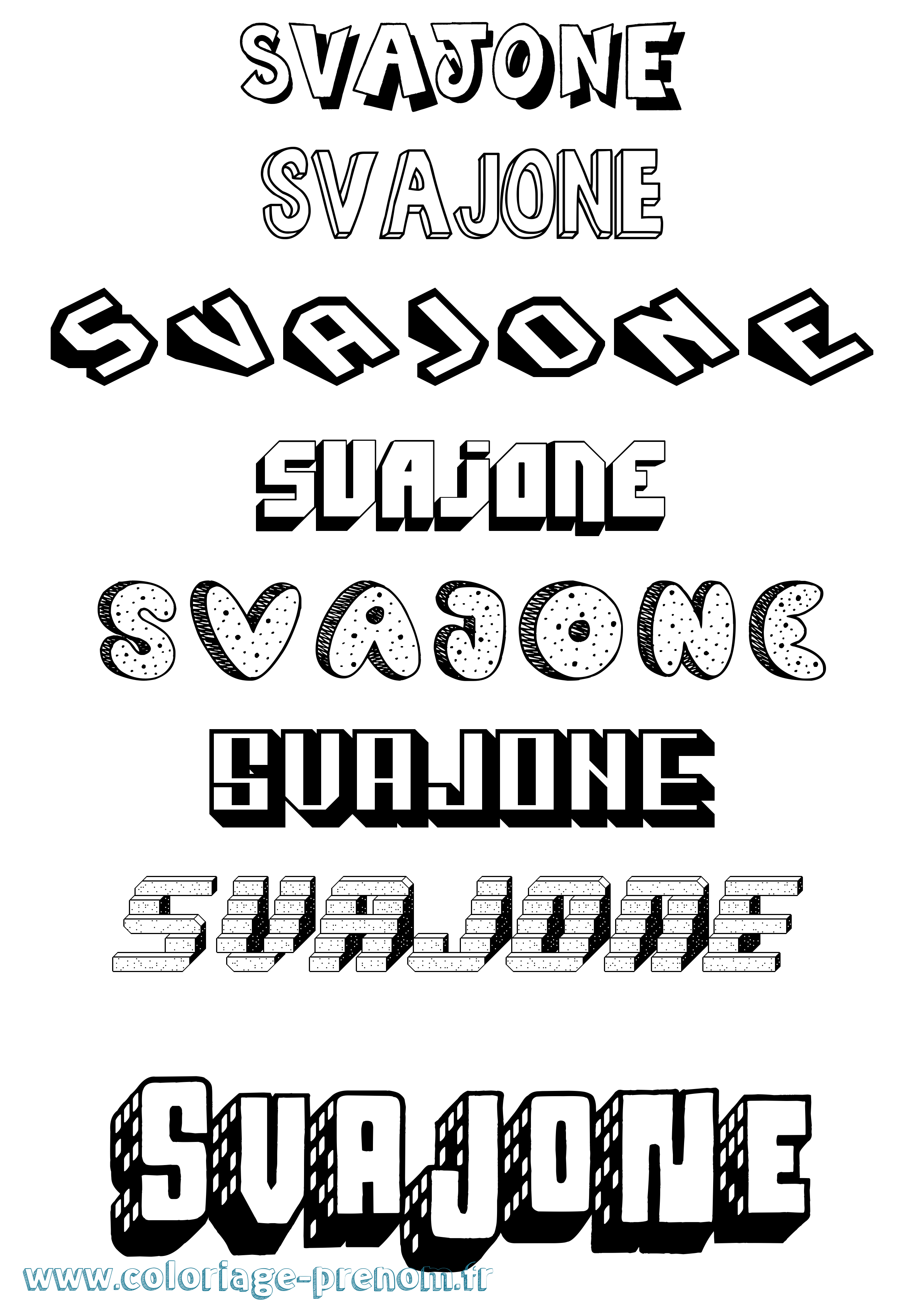 Coloriage Svajone Effet 3D Coloriage prénom Svajone Effet 3D