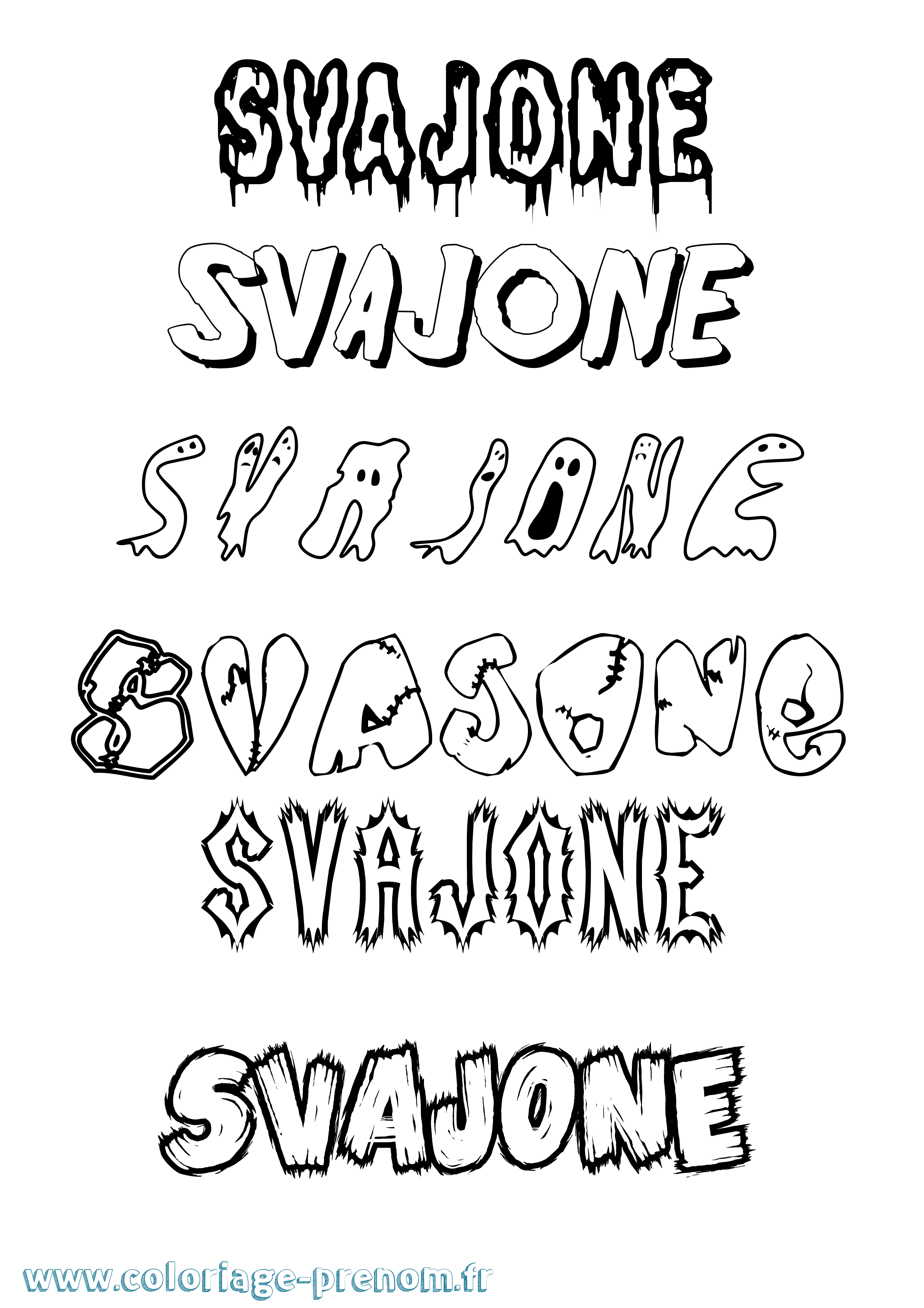 Coloriage Svajone Frisson Coloriage prénom Svajone Frisson