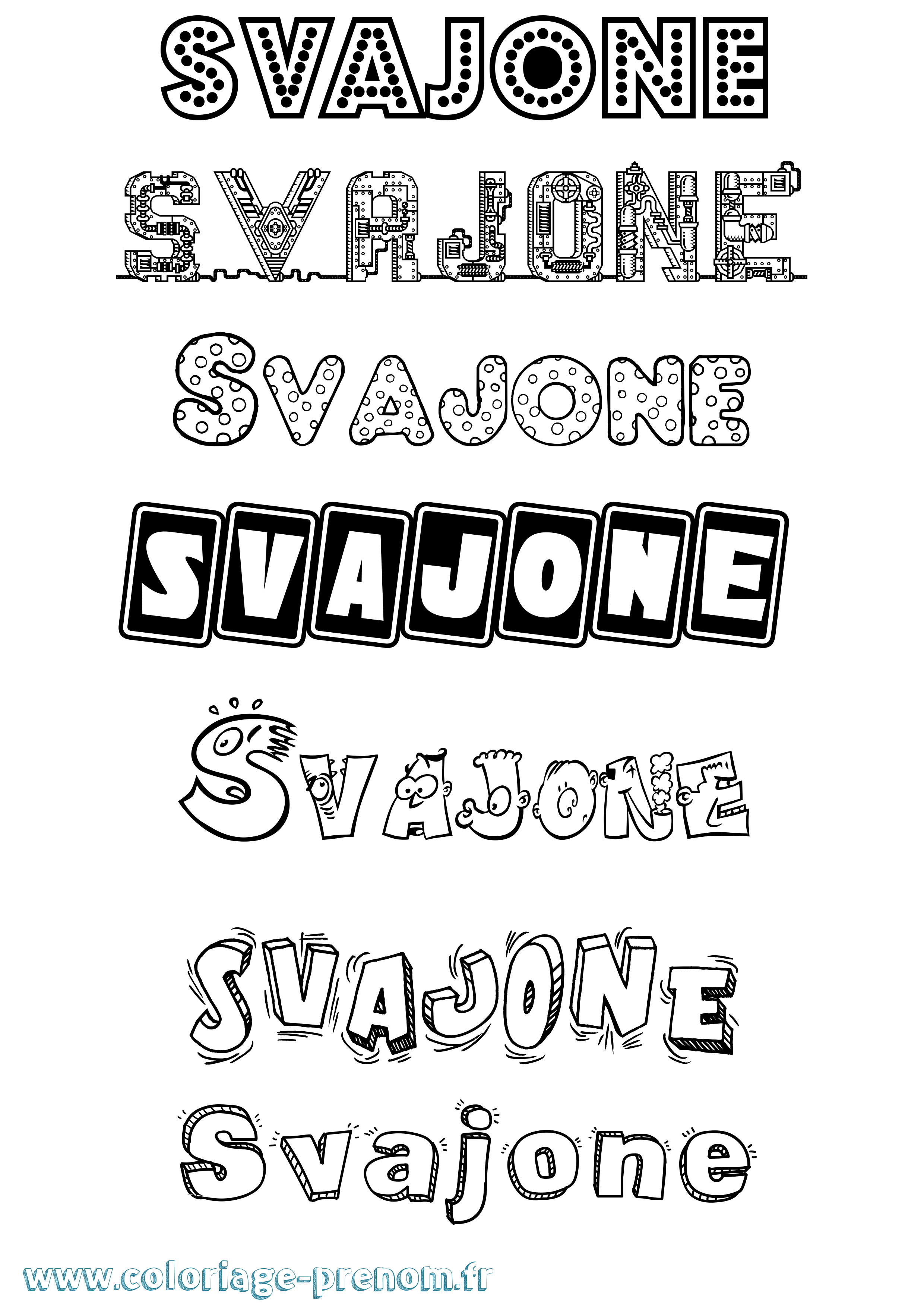 Coloriage Svajone Fun Coloriage prénom Svajone Fun
