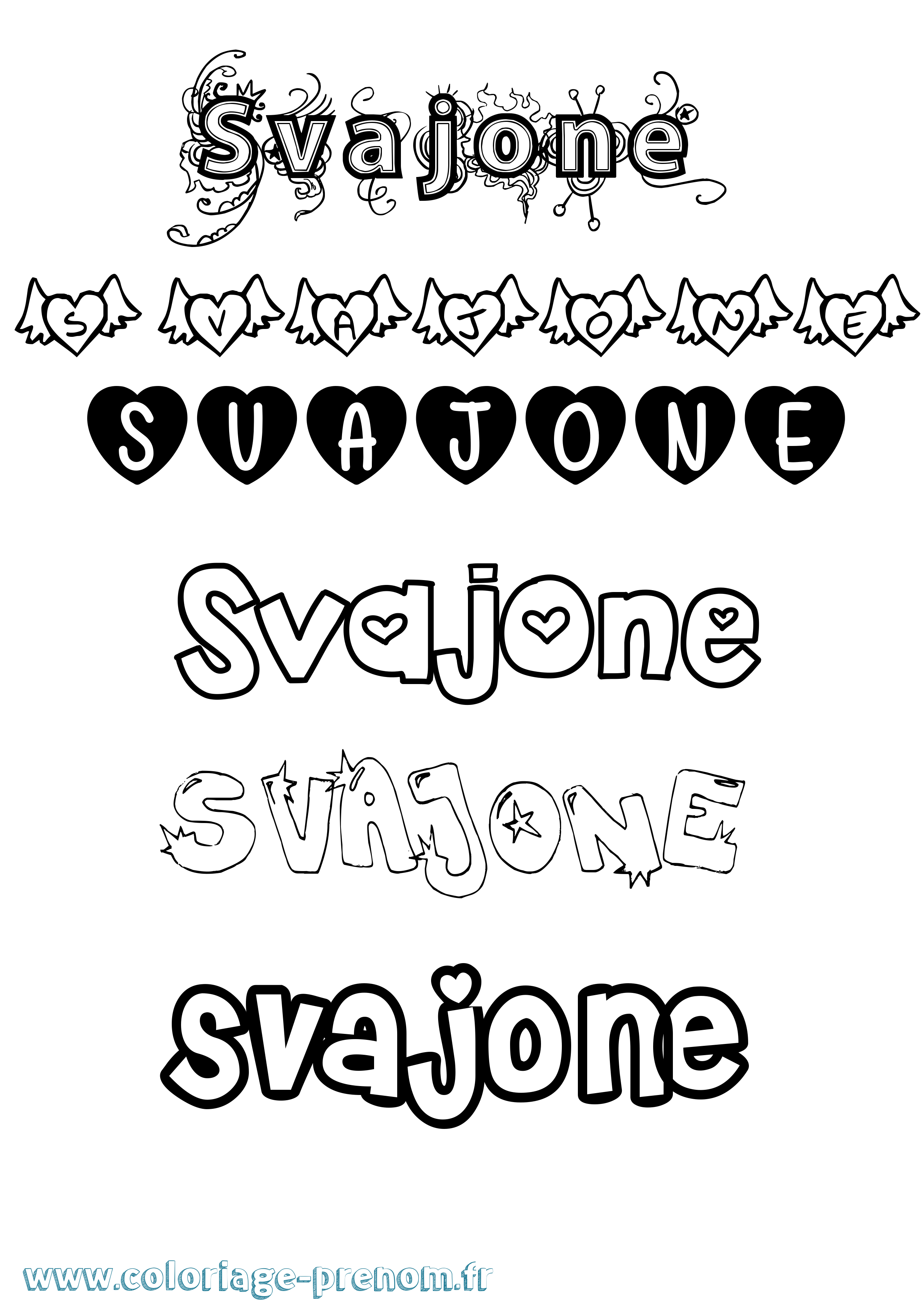 Coloriage Svajone Girly Coloriage prénom Svajone Girly