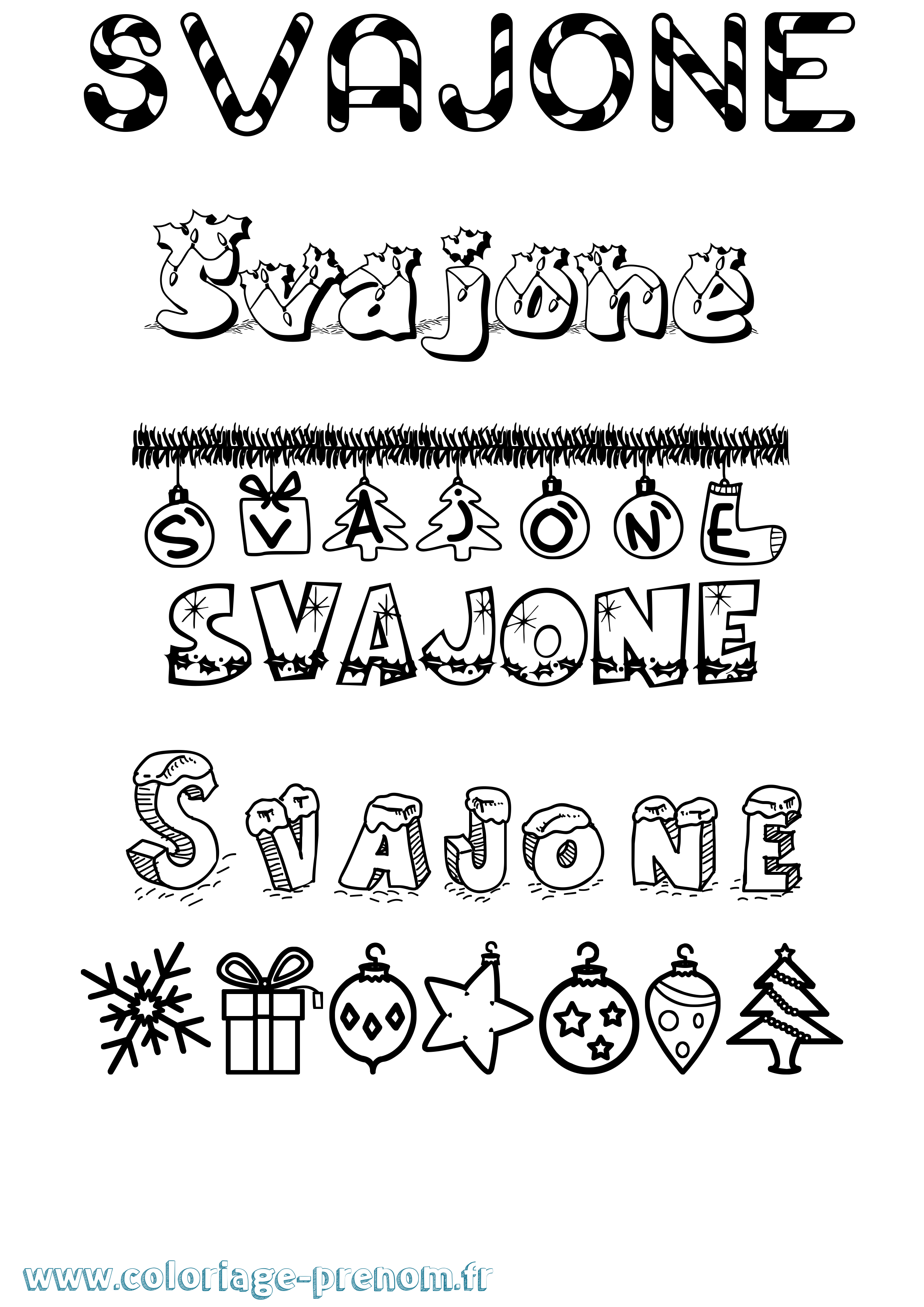 Coloriage Svajone Noël Coloriage prénom Svajone Noël