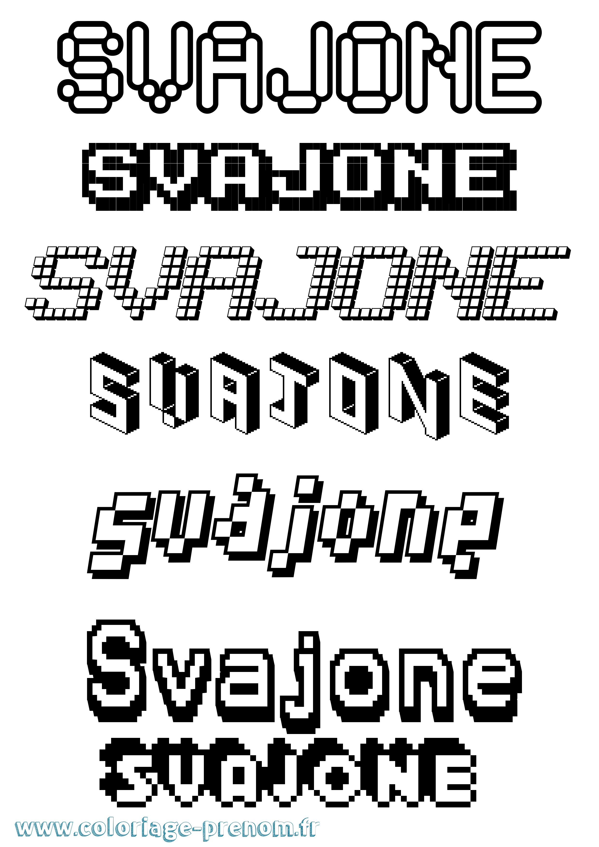 Coloriage Svajone Pixel Coloriage prénom Svajone Pixel
