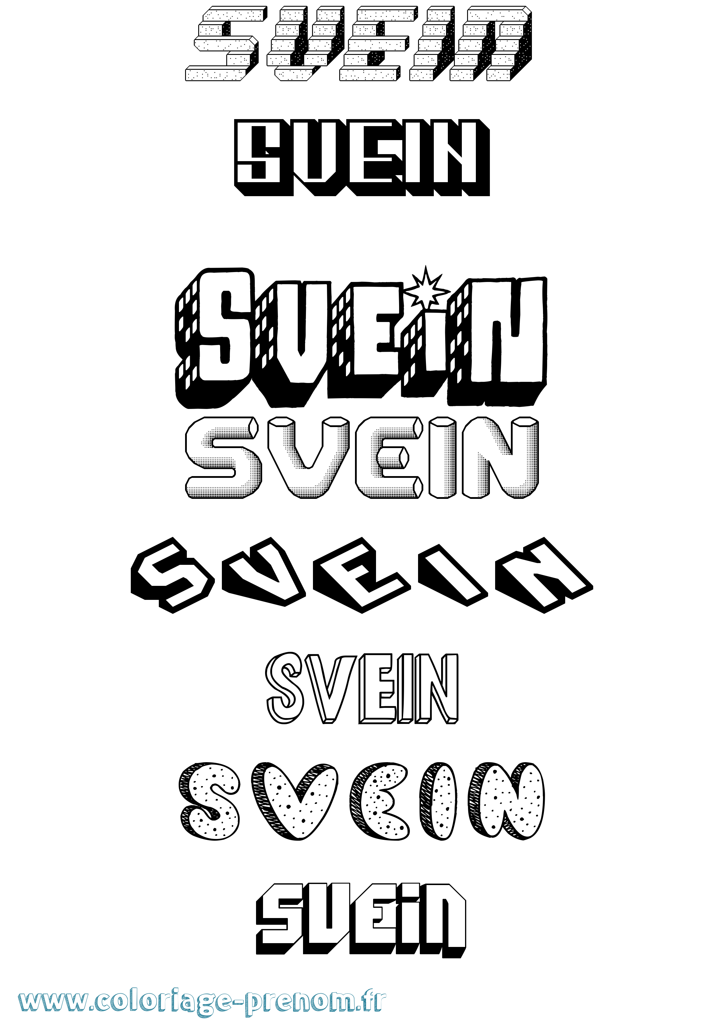 Coloriage Svein Effet 3D Coloriage prénom Svein Effet 3D