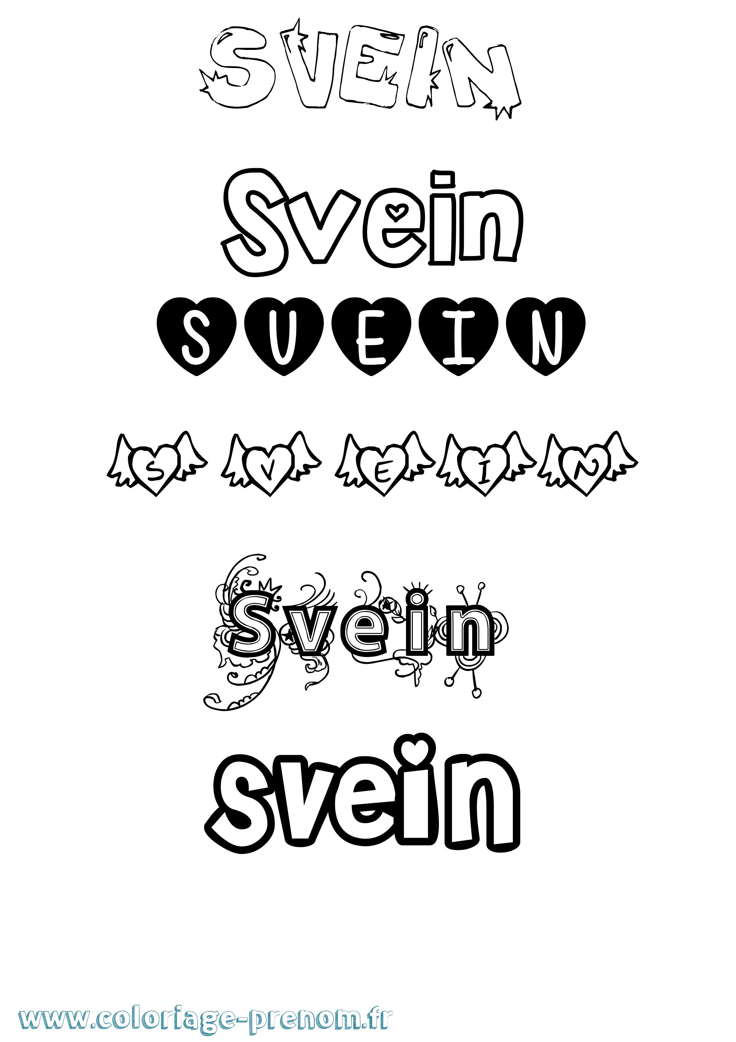 Coloriage Svein Girly Coloriage prénom Svein Girly