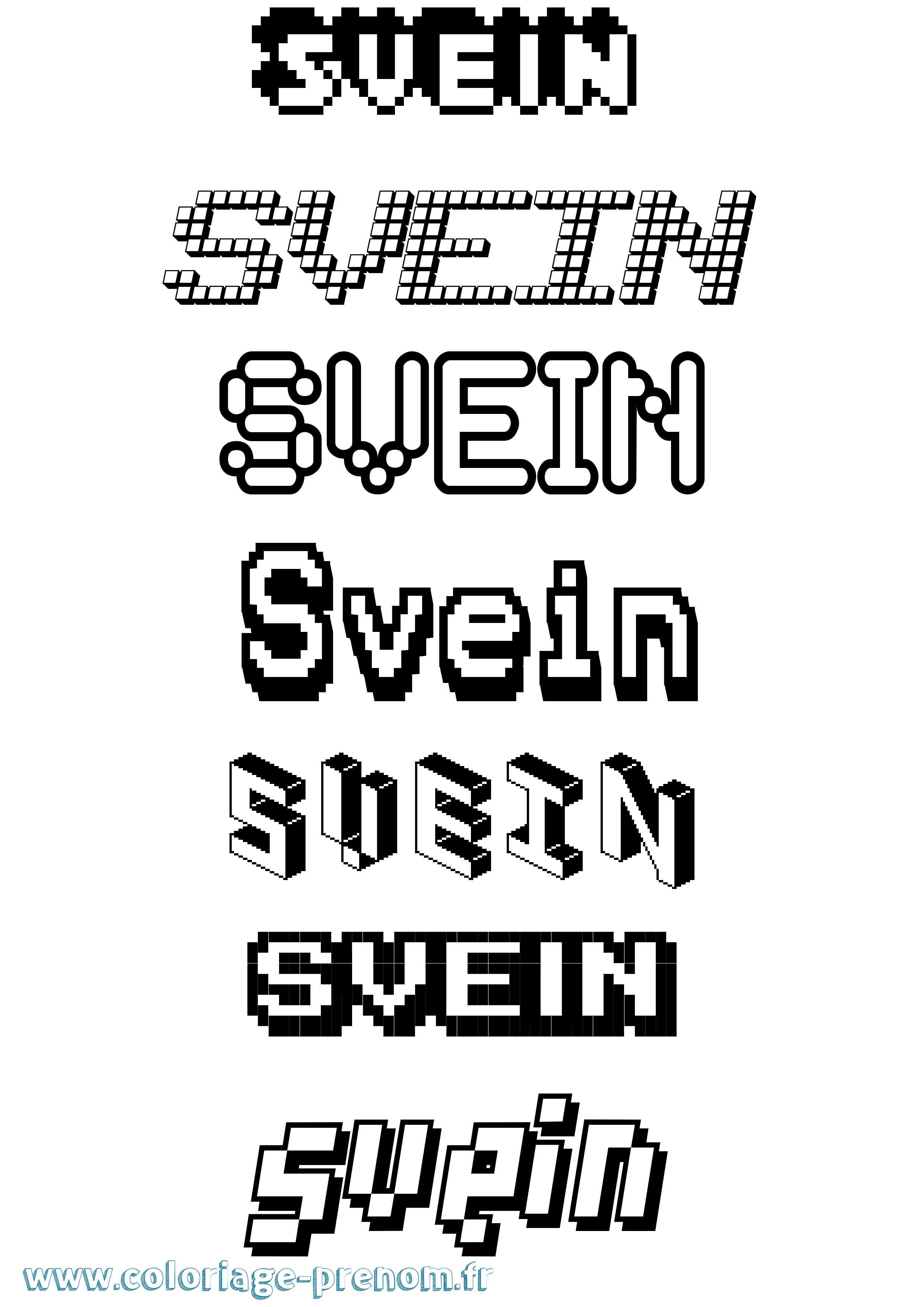 Coloriage Svein Pixel Coloriage prénom Svein Pixel