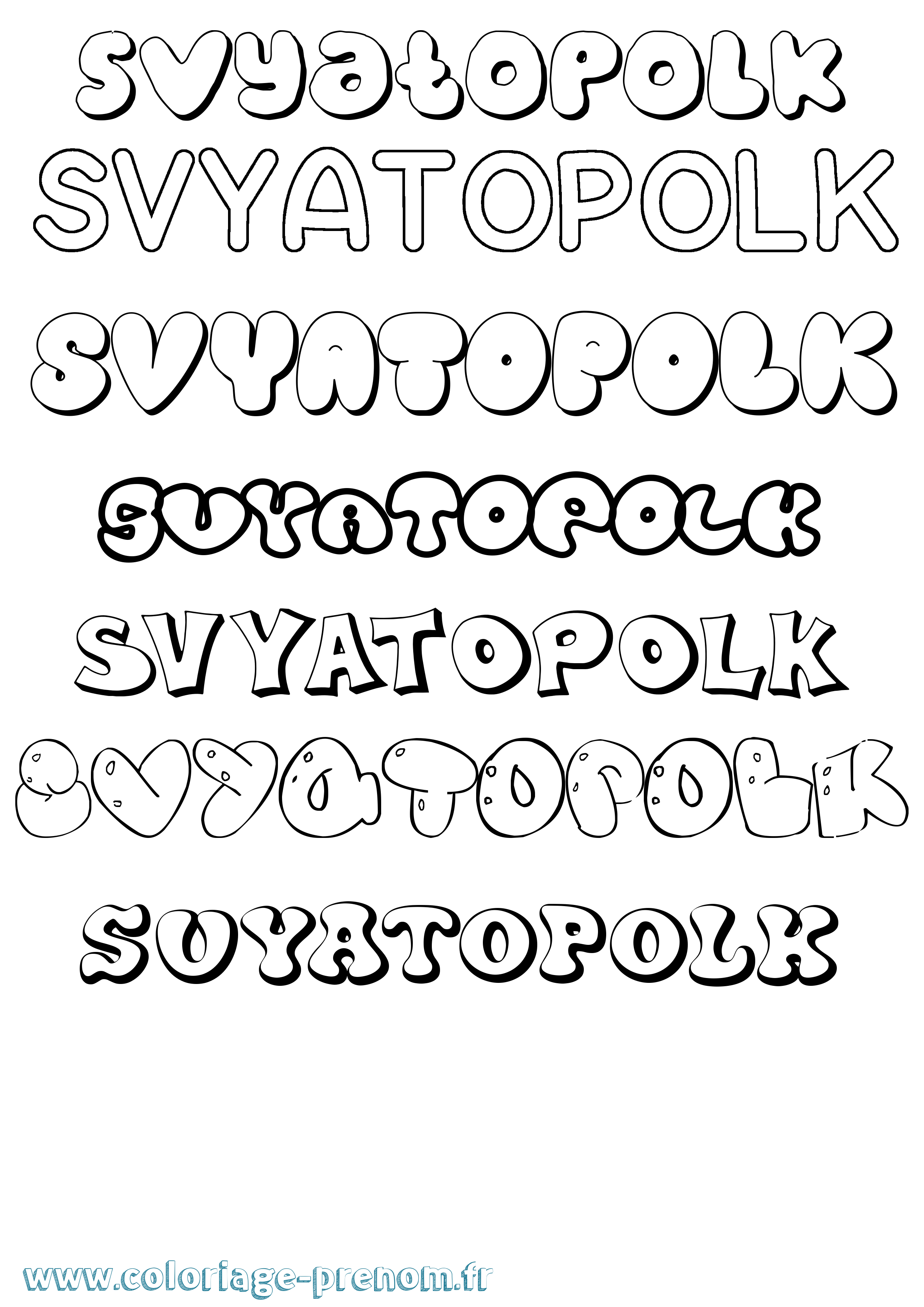 Coloriage Svyatopolk Bubble Coloriage prénom Svyatopolk Bubble