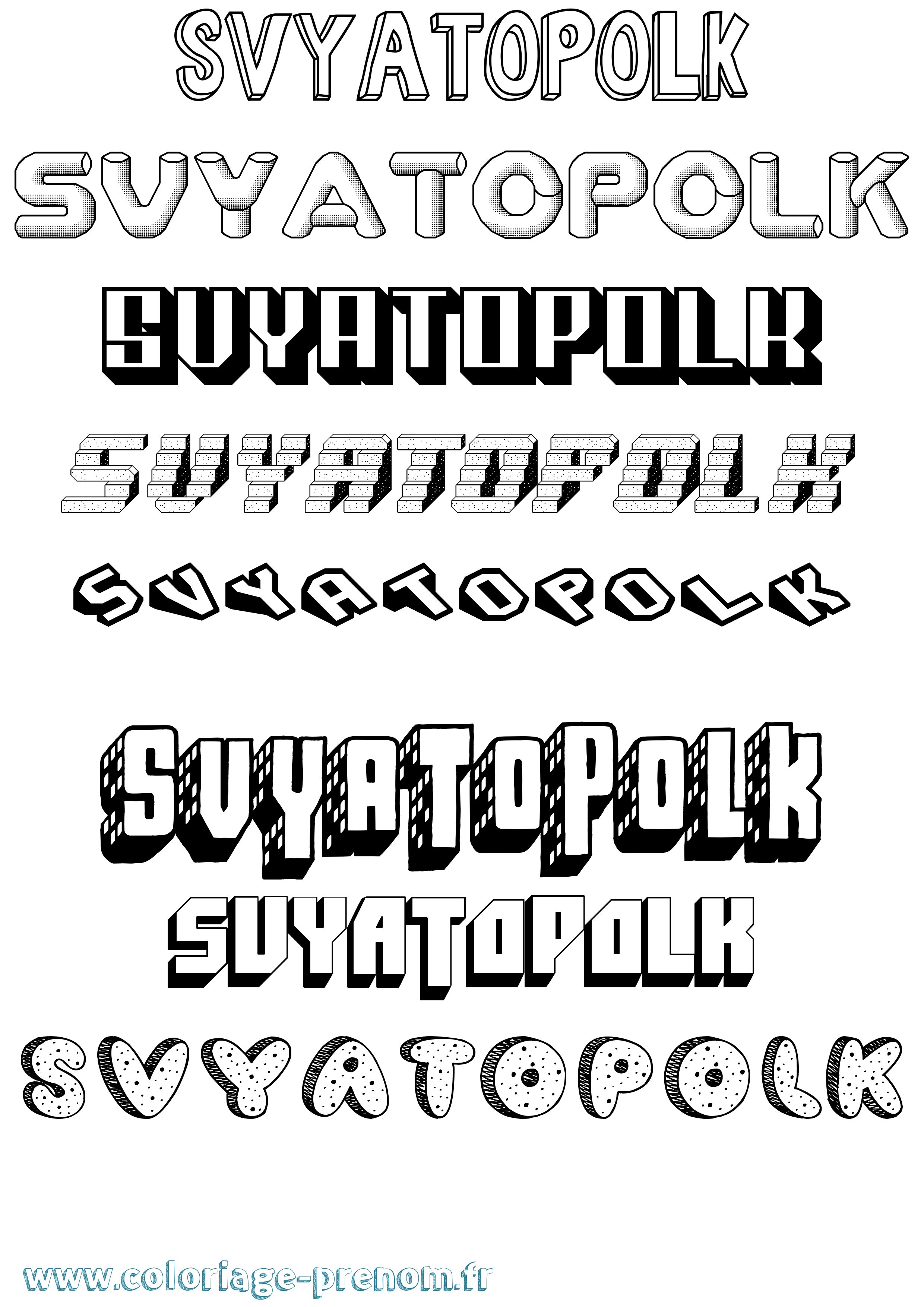 Coloriage Svyatopolk Effet 3D Coloriage prénom Svyatopolk Effet 3D