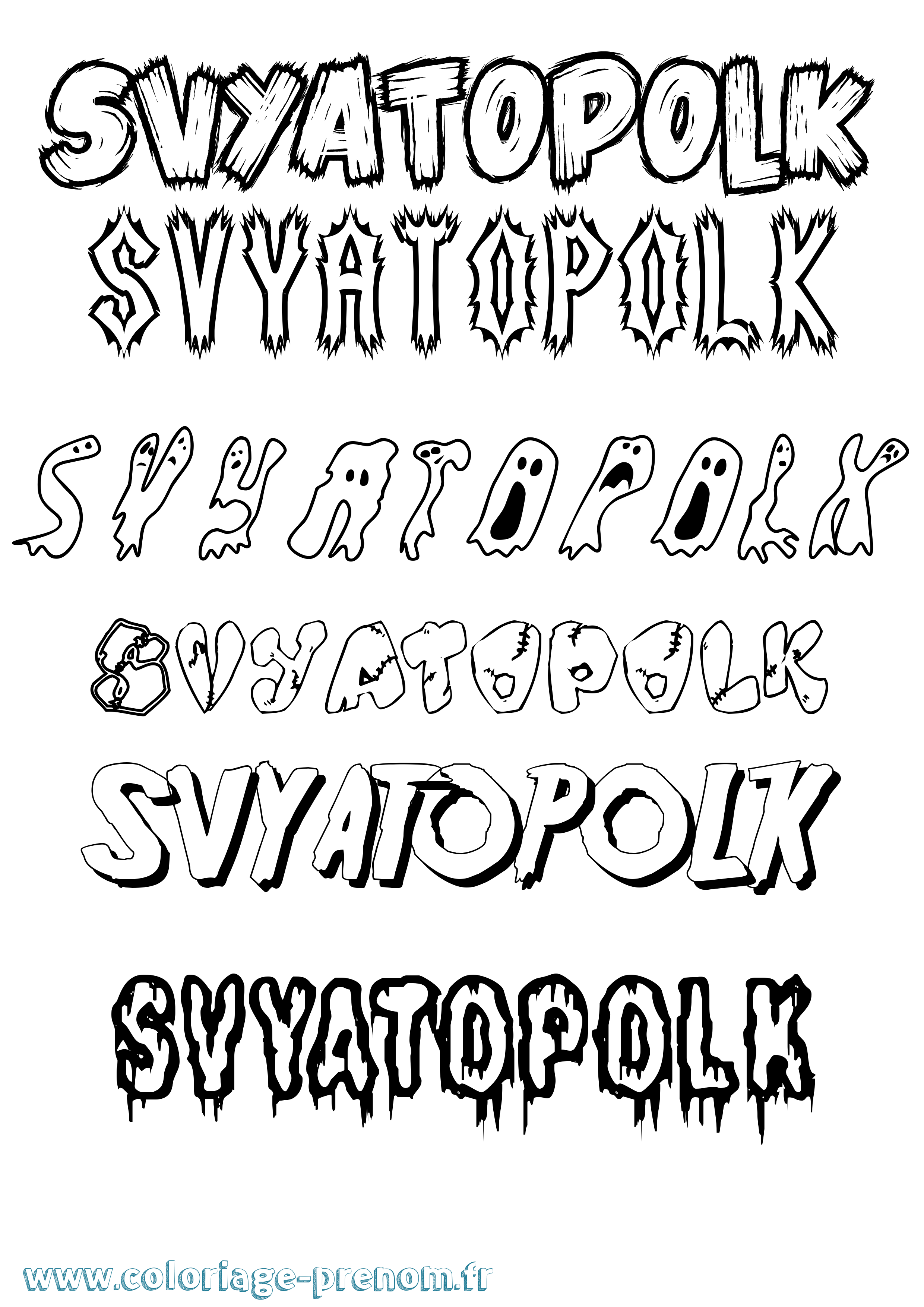 Coloriage Svyatopolk Frisson Coloriage prénom Svyatopolk Frisson