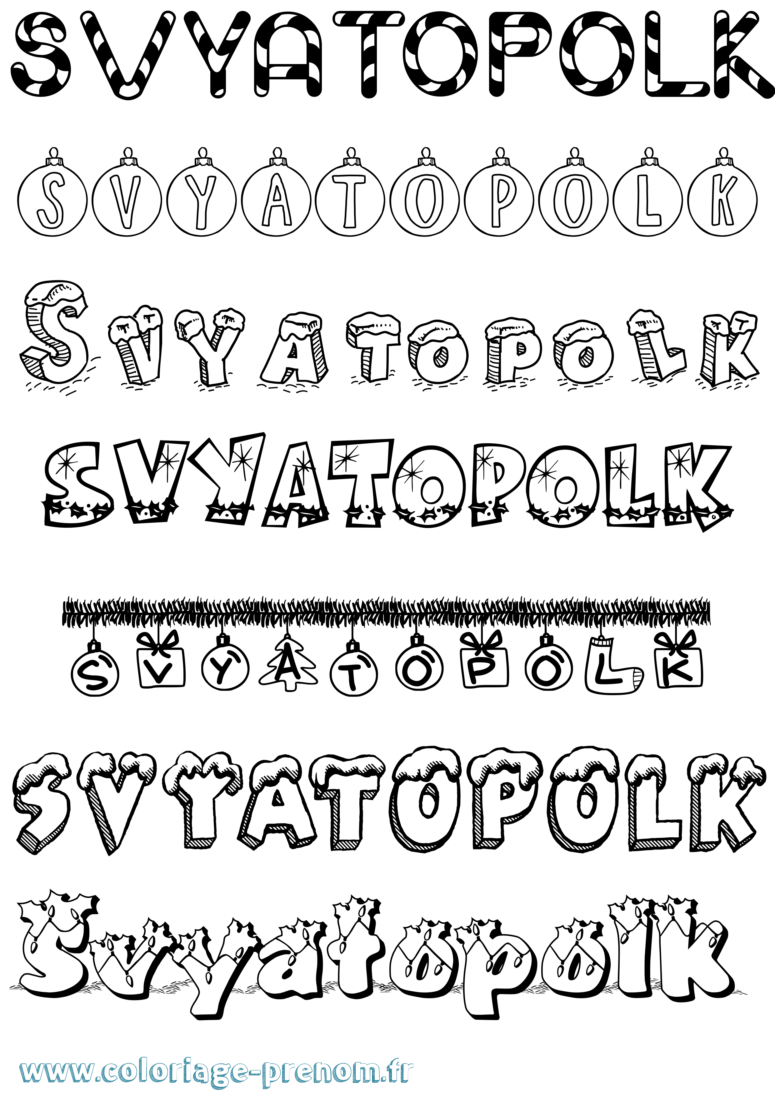 Coloriage Svyatopolk Noël Coloriage prénom Svyatopolk Noël
