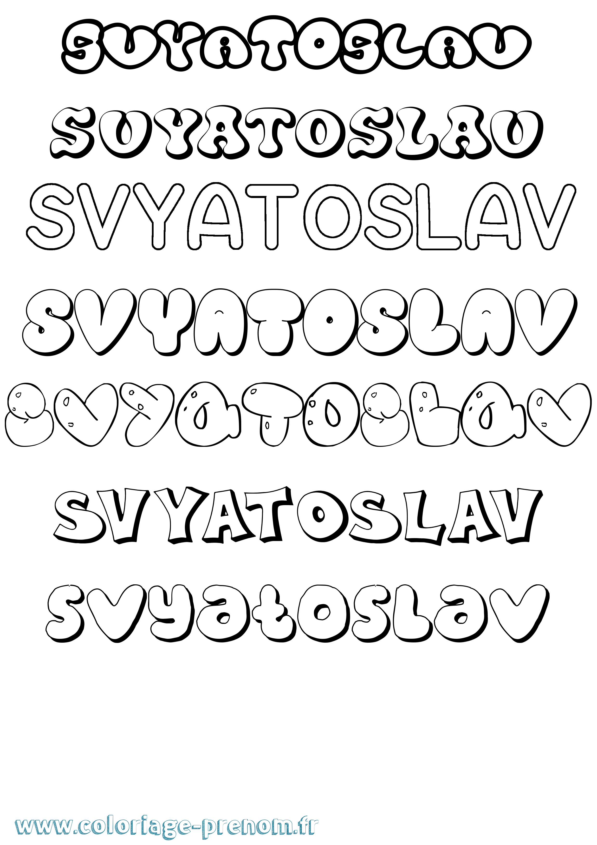 Coloriage Svyatoslav Bubble Coloriage prénom Svyatoslav Bubble