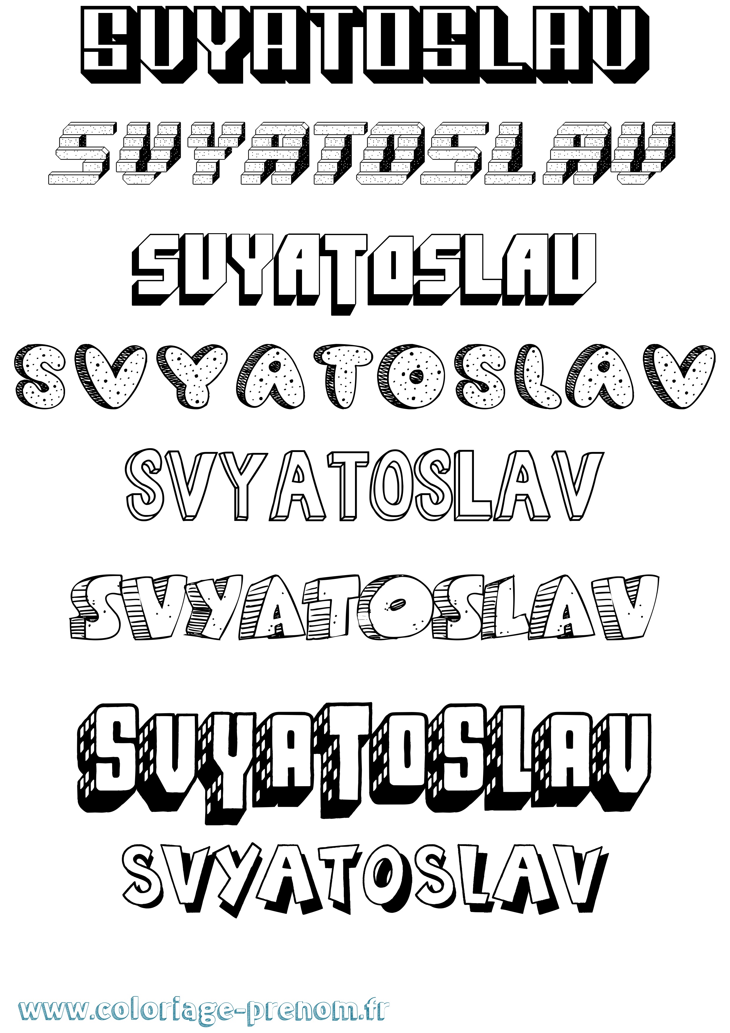 Coloriage Svyatoslav Effet 3D Coloriage prénom Svyatoslav Effet 3D