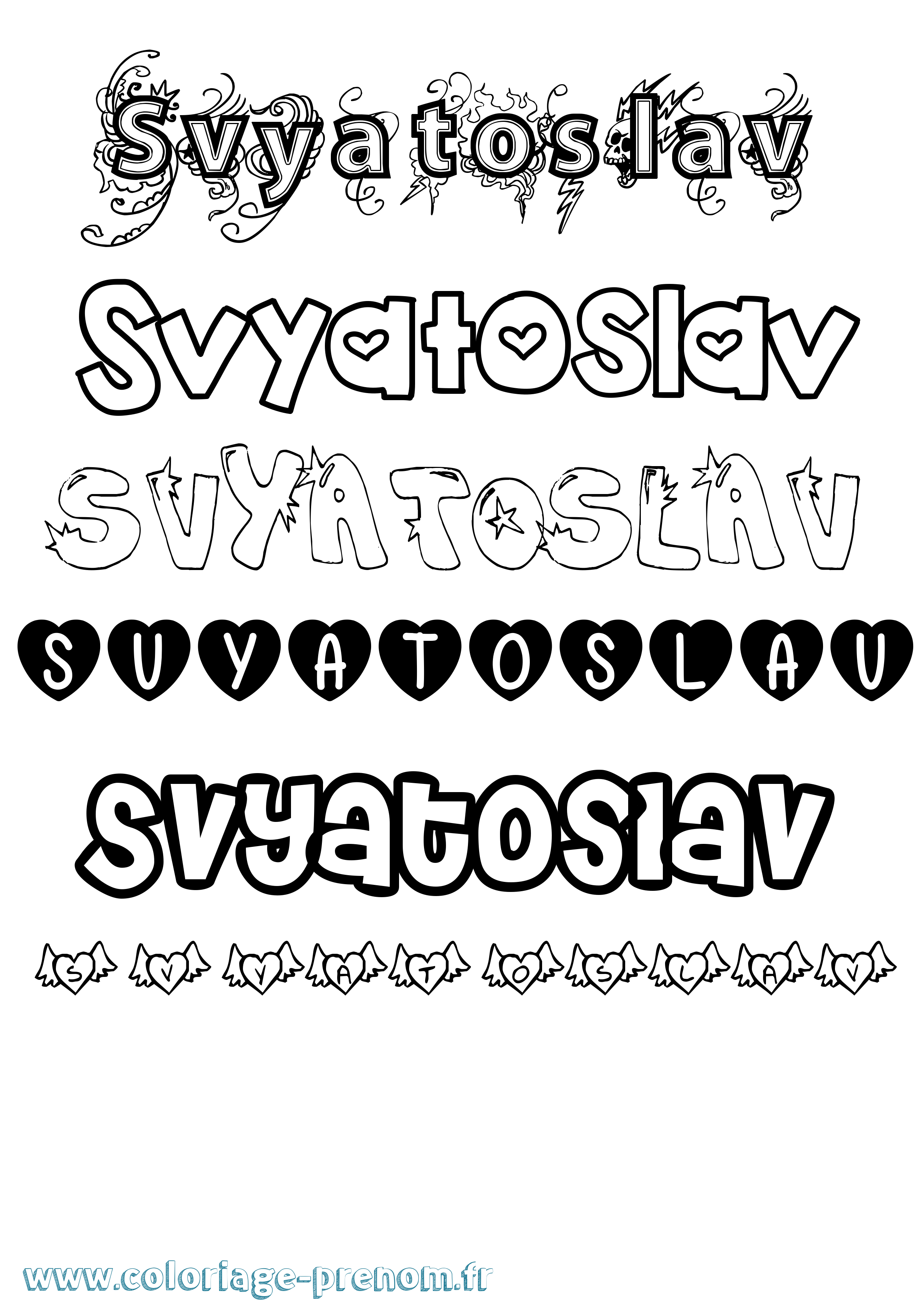 Coloriage Svyatoslav Girly Coloriage prénom Svyatoslav Girly