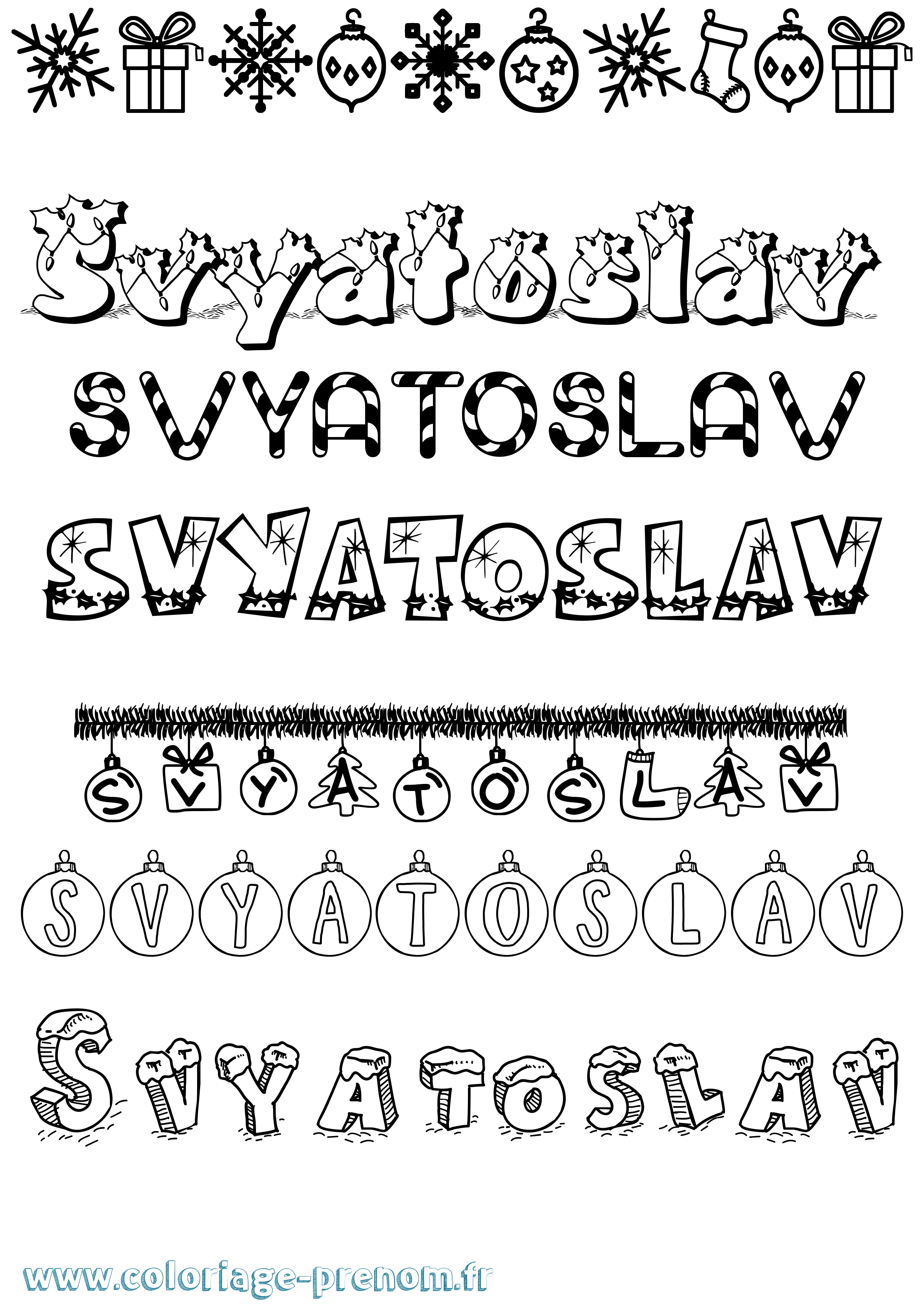 Coloriage Svyatoslav Noël Coloriage prénom Svyatoslav Noël