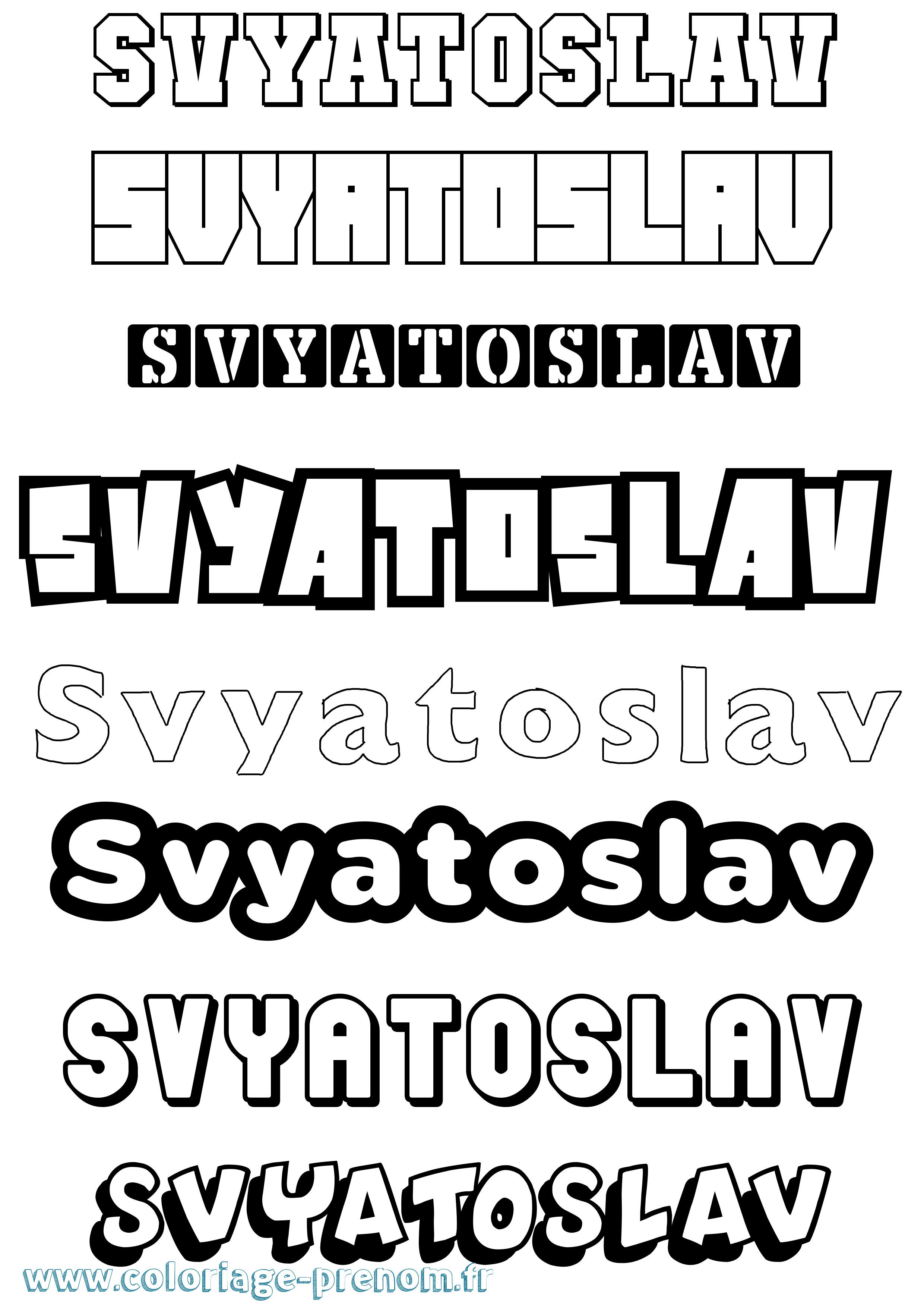 Coloriage Svyatoslav Simple Coloriage prénom Svyatoslav Simple