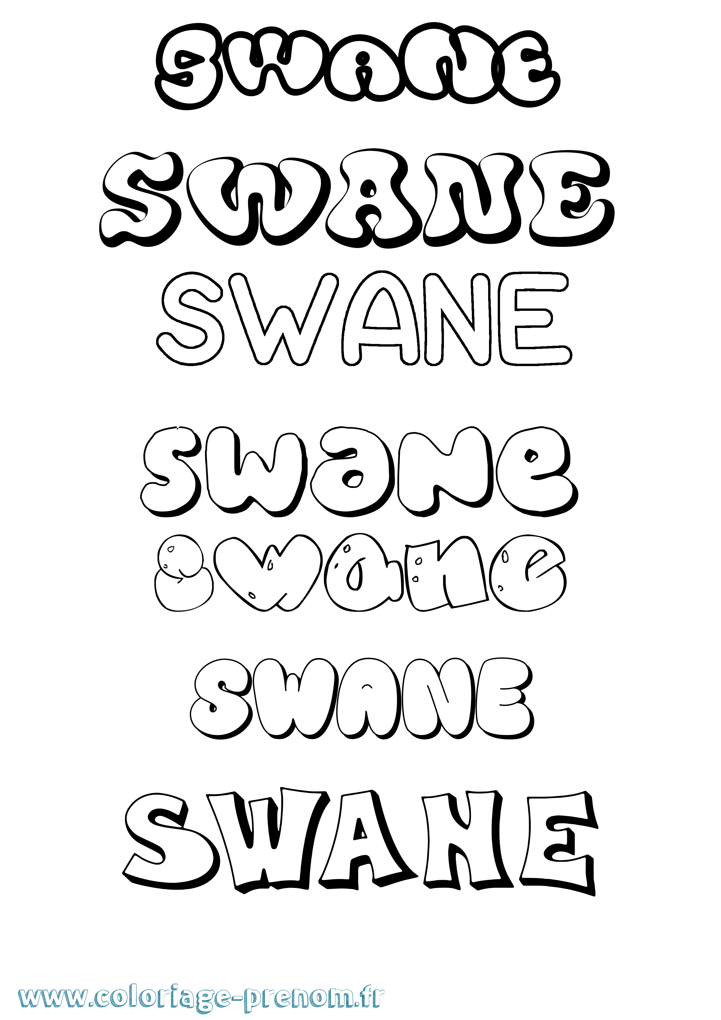 Coloriage Swane Bubble Coloriage prénom Swane Bubble